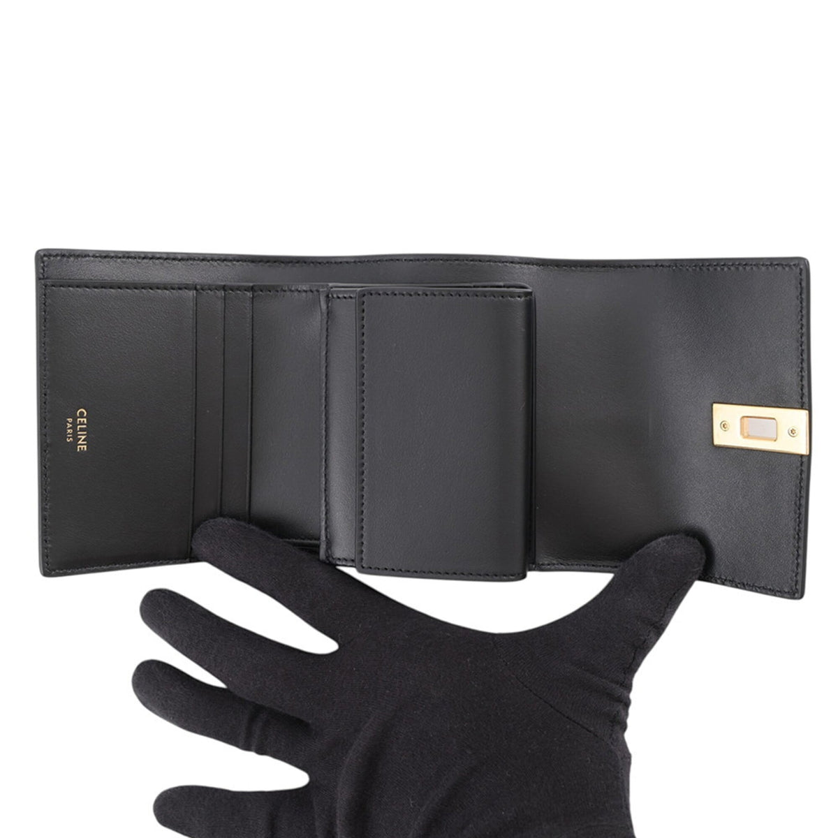 Celine Black Leather Wallet (Tri-Fold) (Pre-Owned)