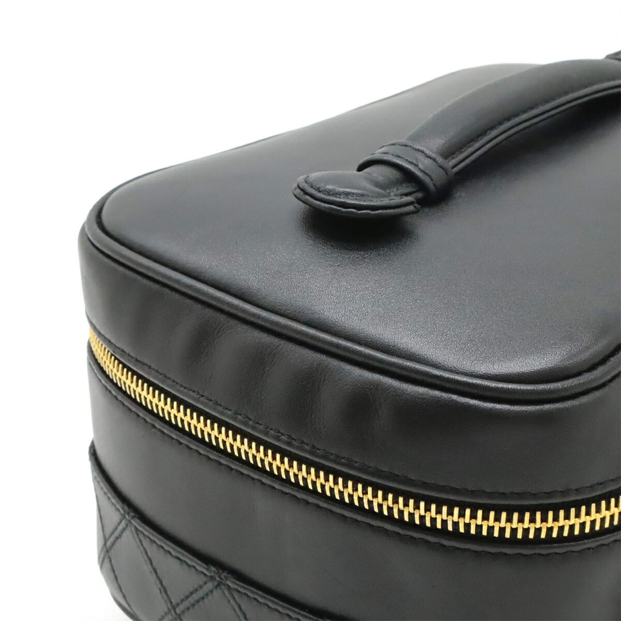 Chanel Black Leather Handbag Pouch Vanity Bag (Pre-Owned)