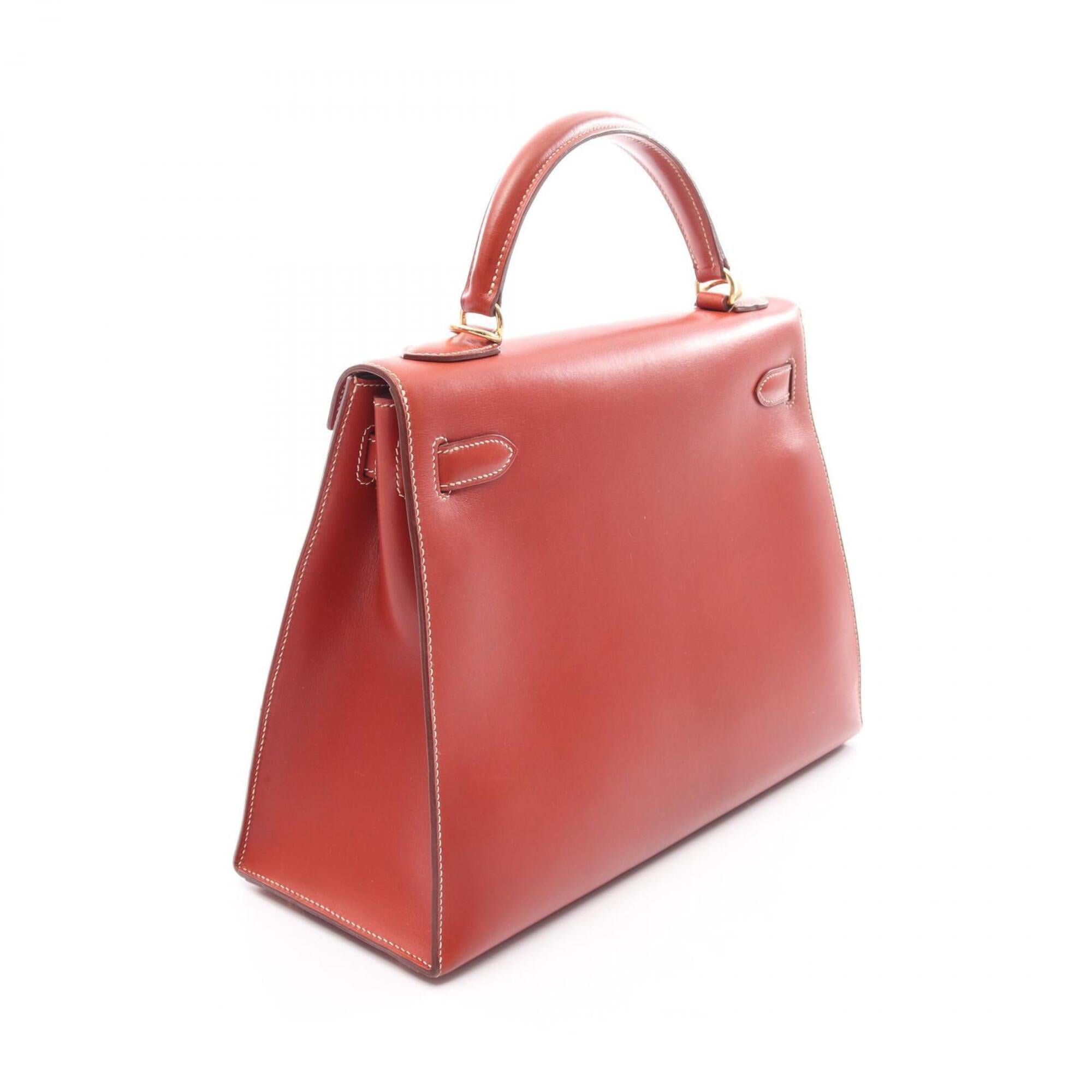 Hermes Brique Brown Box Calf Leather Handbag (Pre-Owned)
