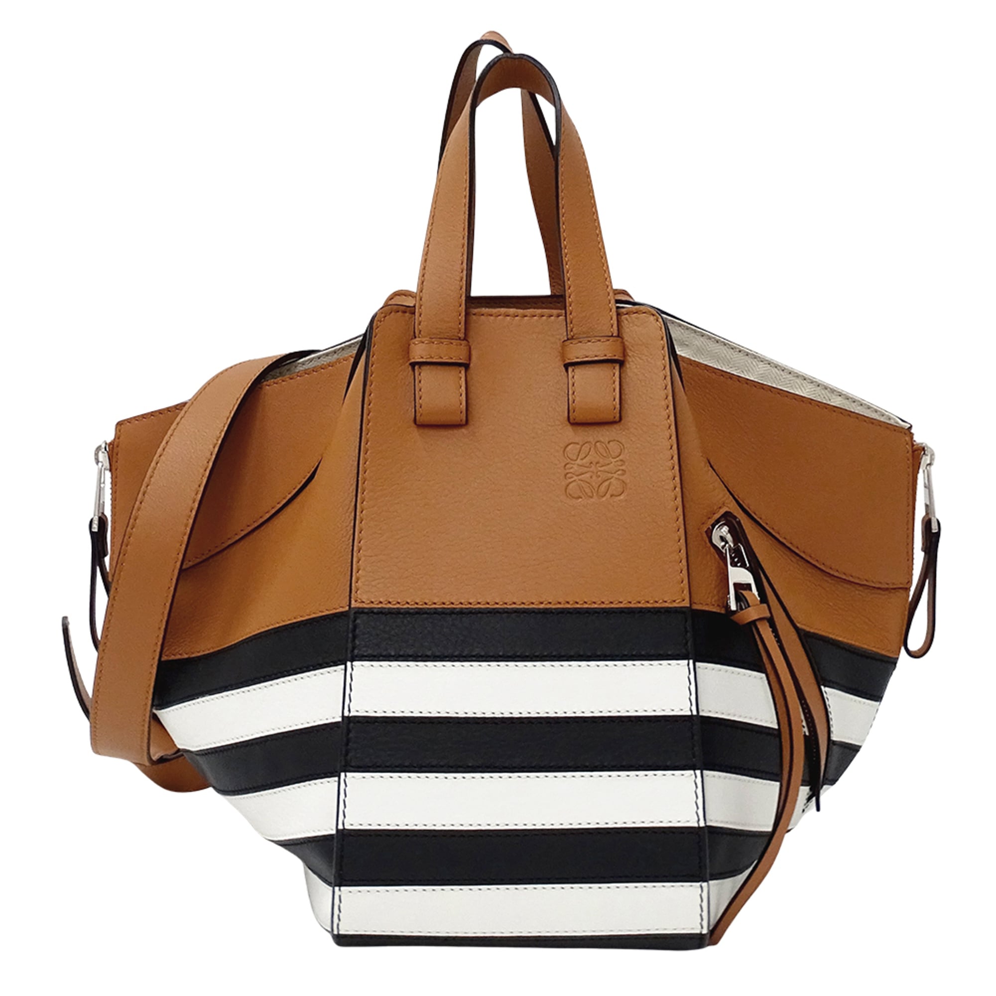 Loewe Black Brown White Leather Handbag Shoulder Bag (Pre-Owned)