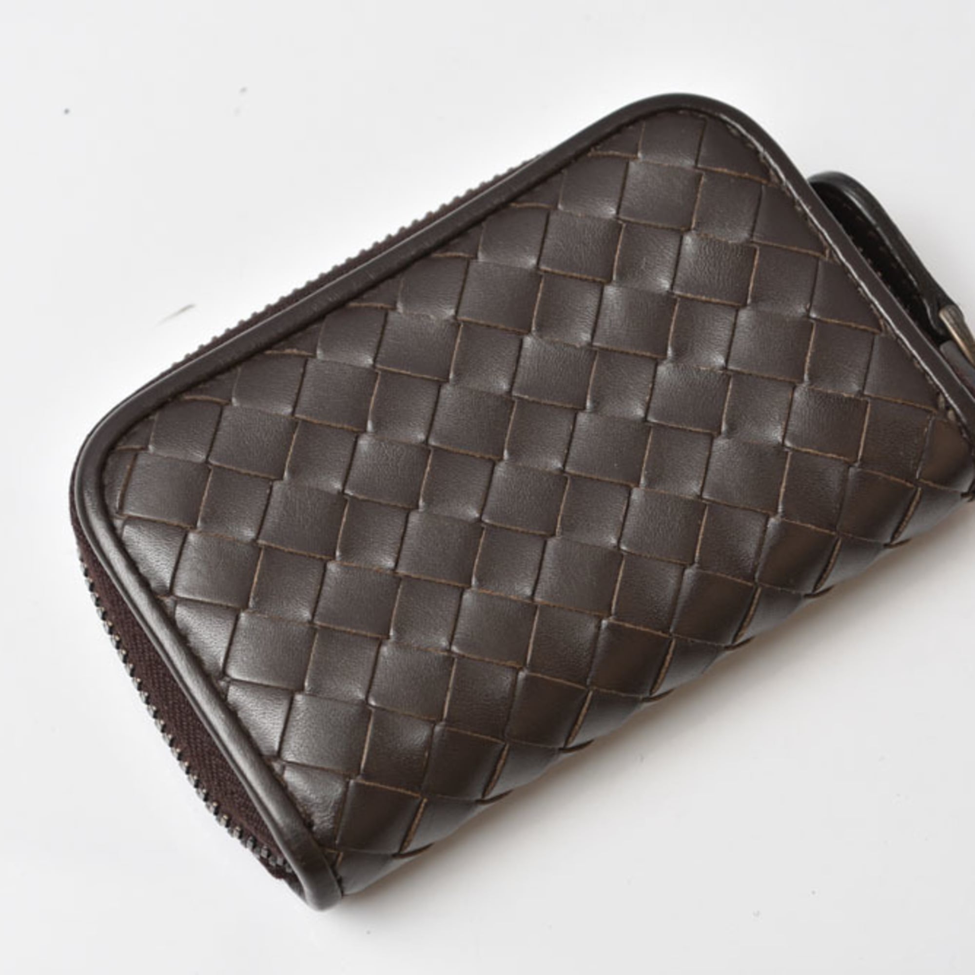 Bottega Veneta Dark Brown Intrecciato Coin Purse/Coin Case (Pre-Owned)