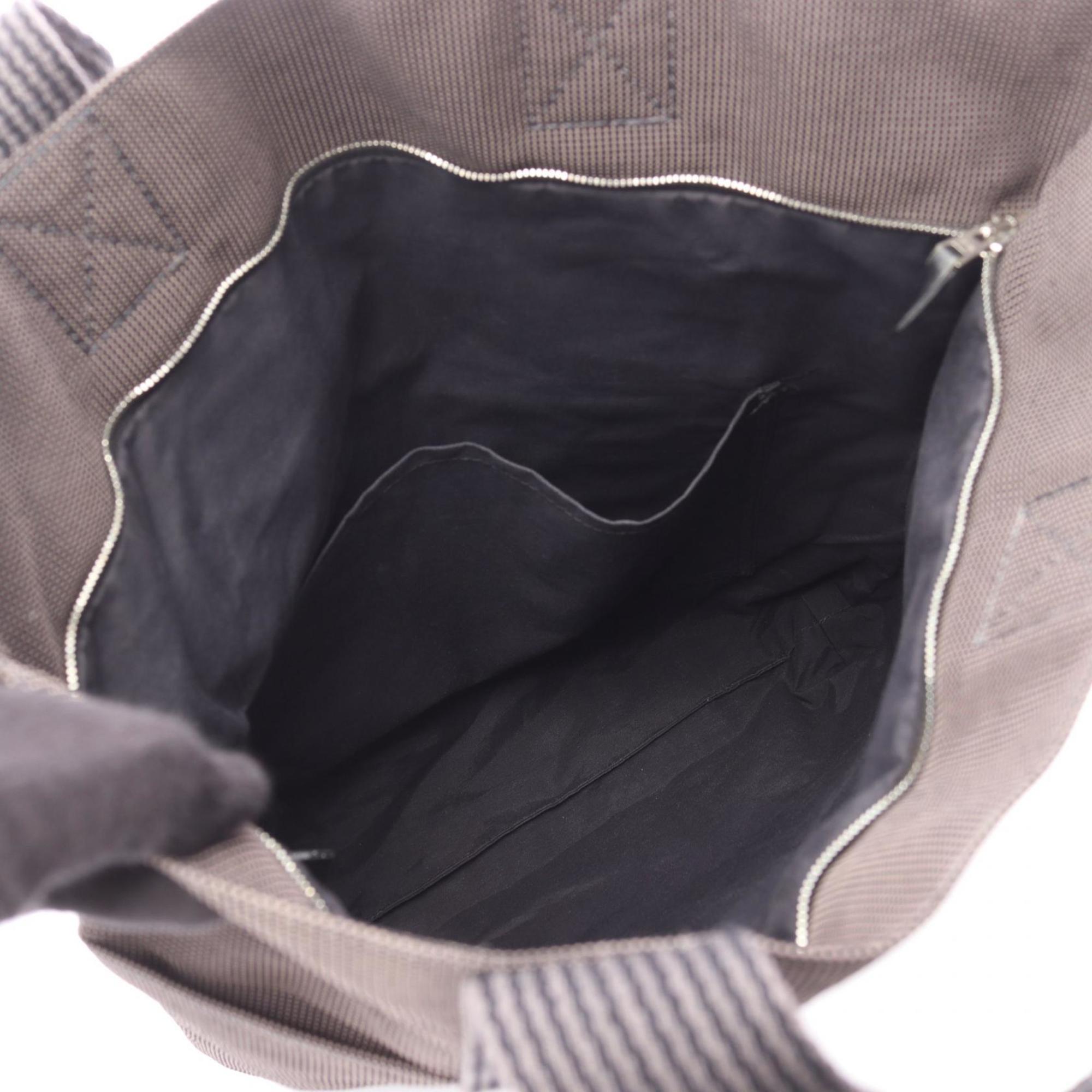 Hermes Gray Nylon Canvas Handbag Tote Bag (Pre-Owned)