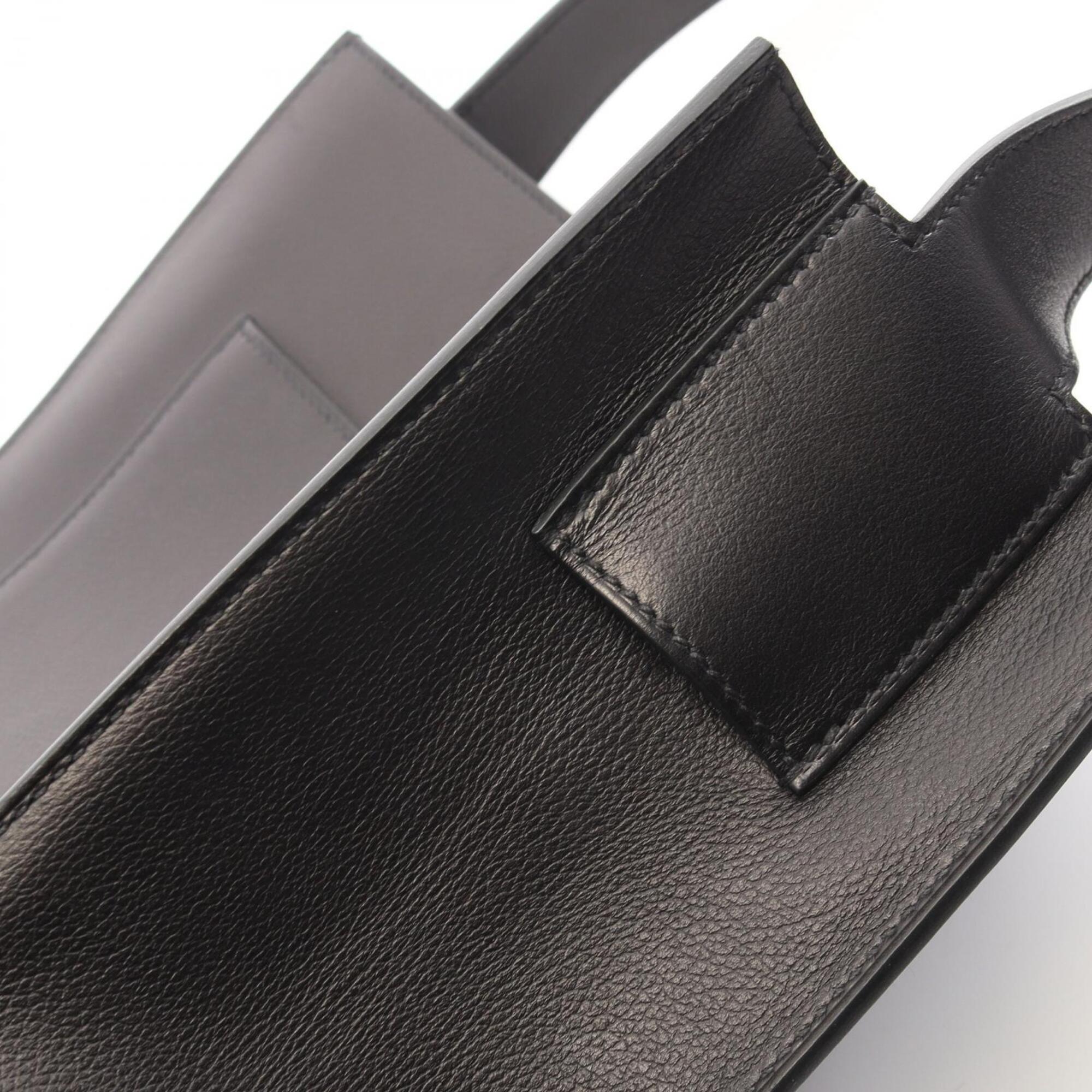 Hermes Black Leather Evergrain Leather Handbag Shoulder Bag (Pre-Owned)