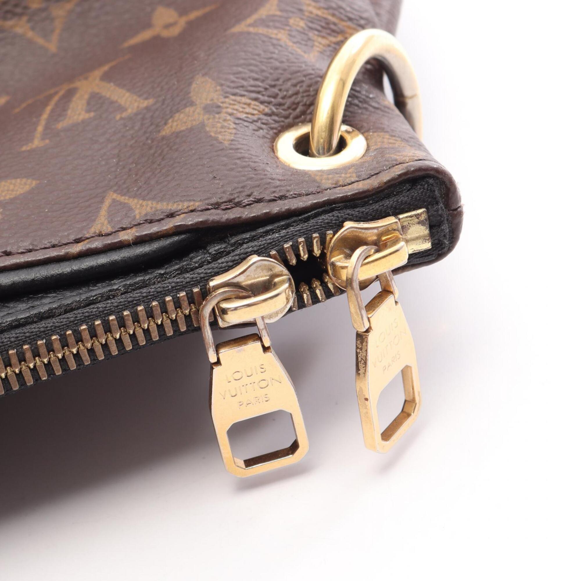 Louis Vuitton Black Brown Coated Canvas Leather Handbag (Pre-Owned)