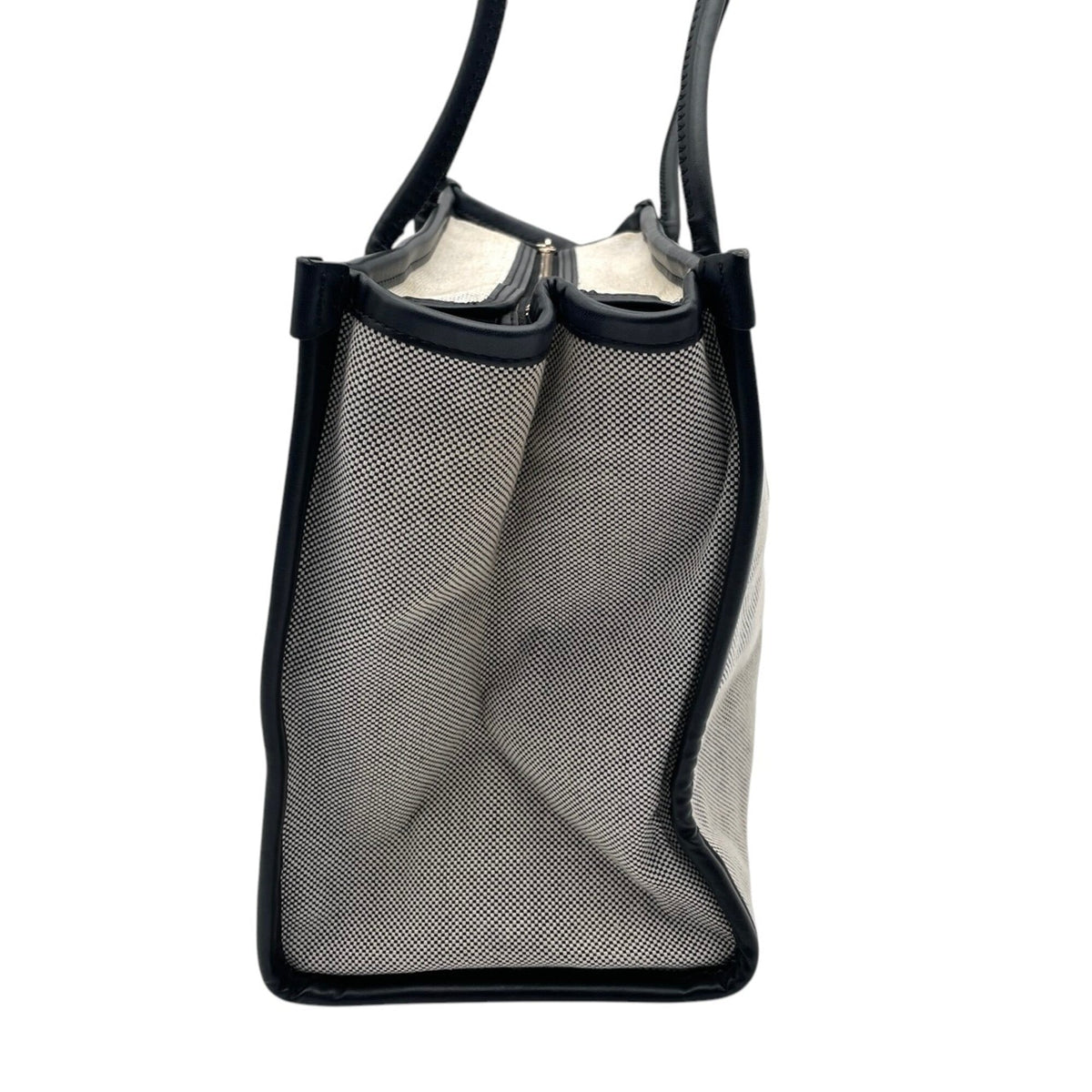 Kate Spade Black Gray Canvas Leather Handbag Tote Bag (Pre-Owned)
