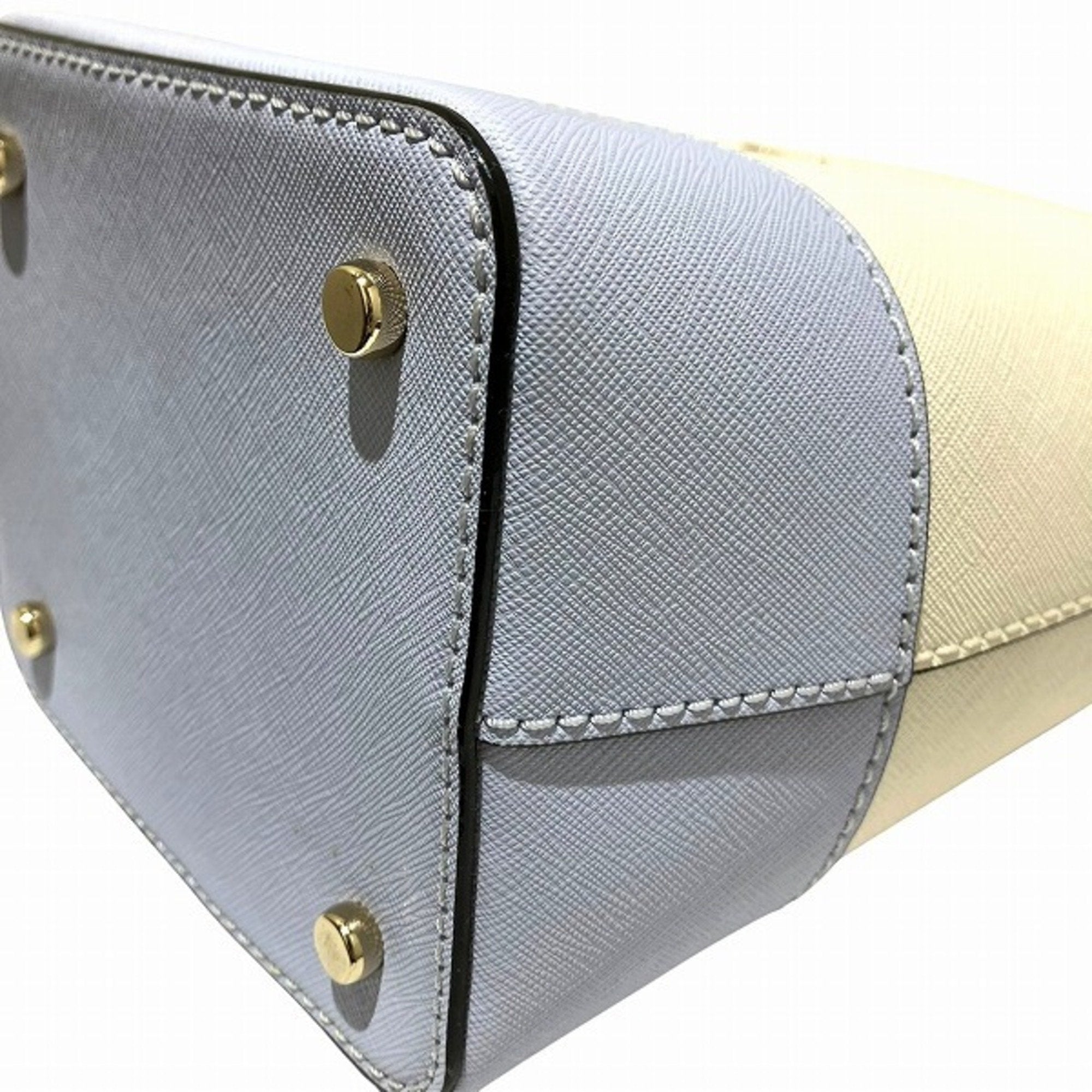Kate Spade Light Blue White Leather Handbag Shoulder Bag (Pre-Owned)