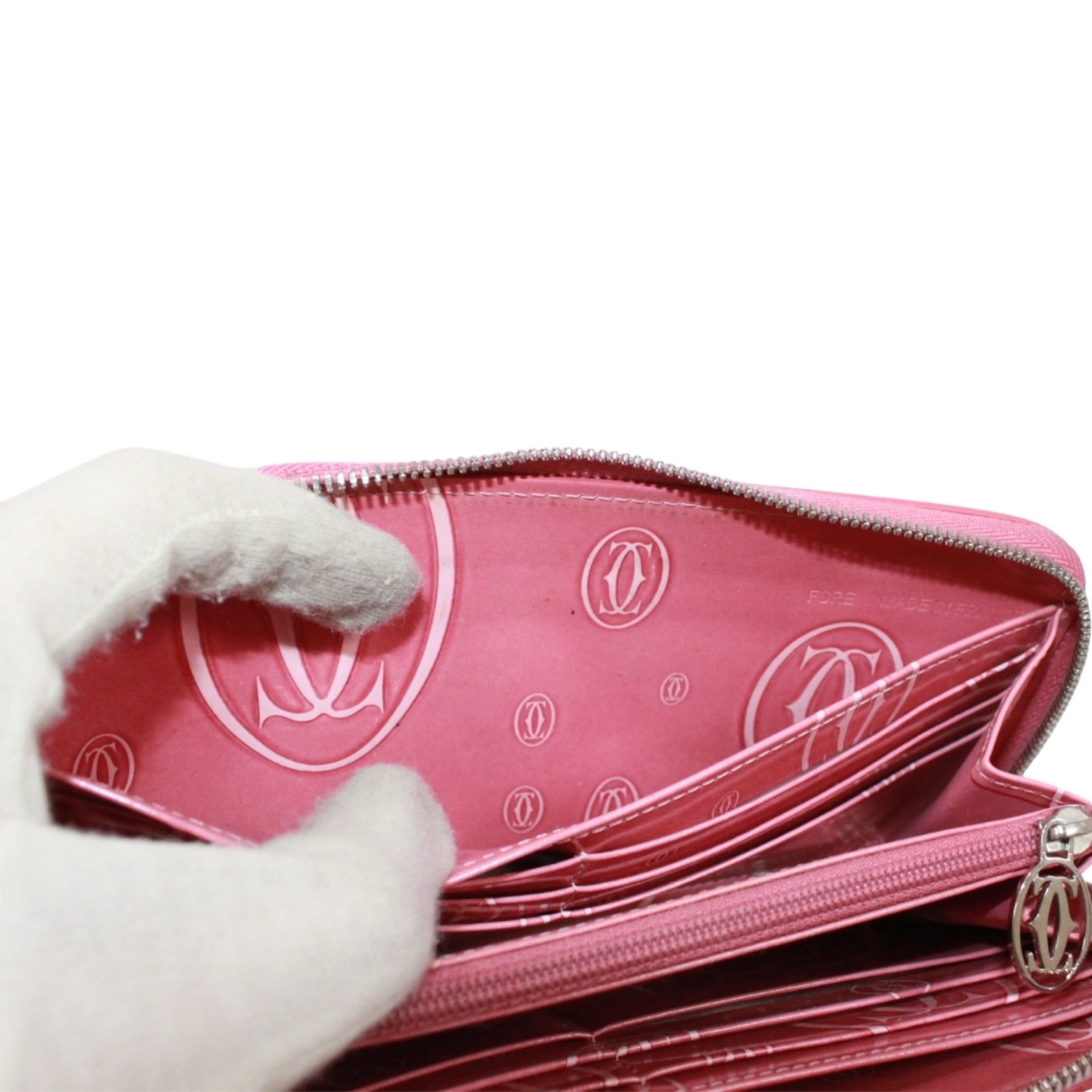 Cartier Pink Leather Long Wallet (Bi-Fold) (Pre-Owned)
