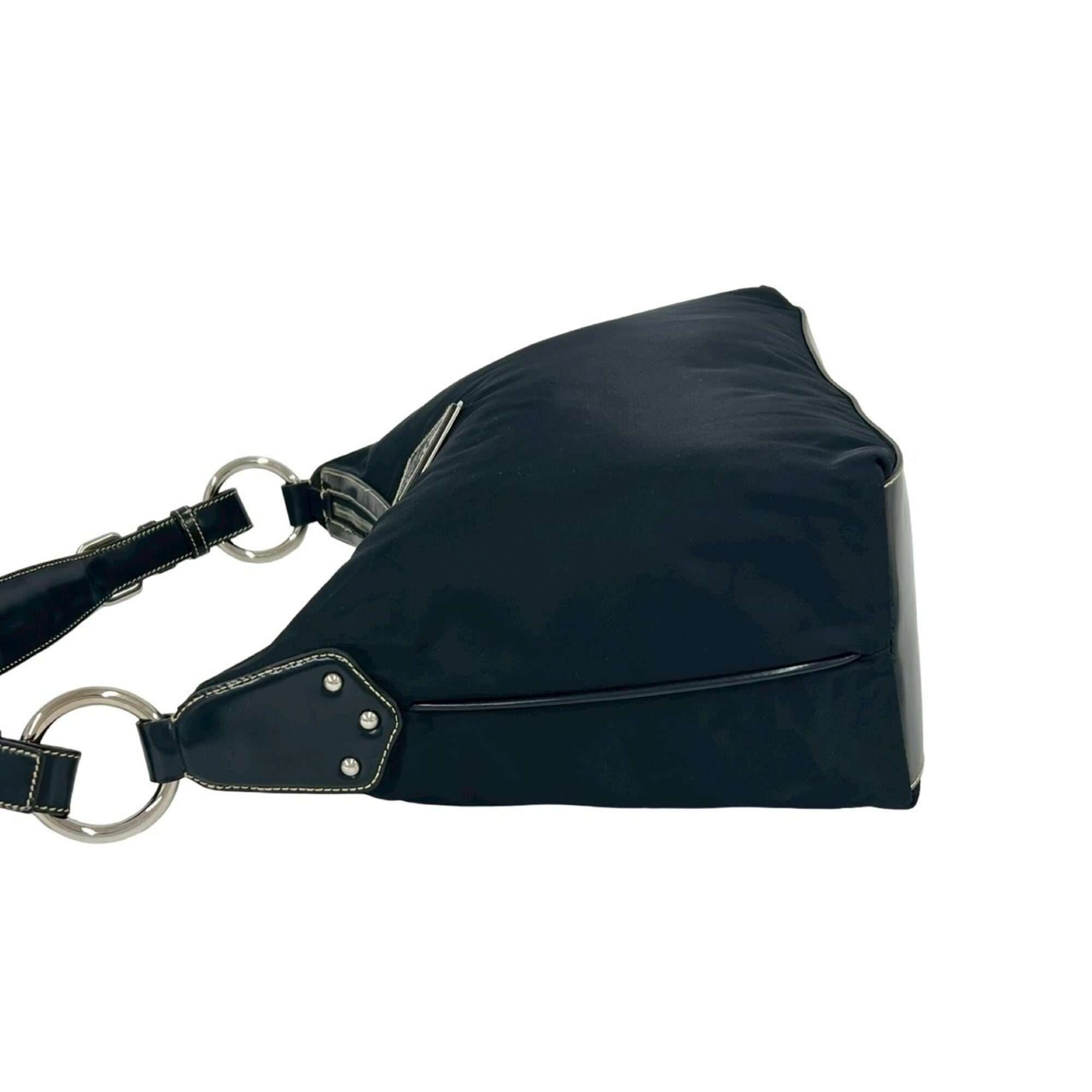 Prada Navy Nylon Leather Shoulder Bag Tote Bag (Pre-Owned)