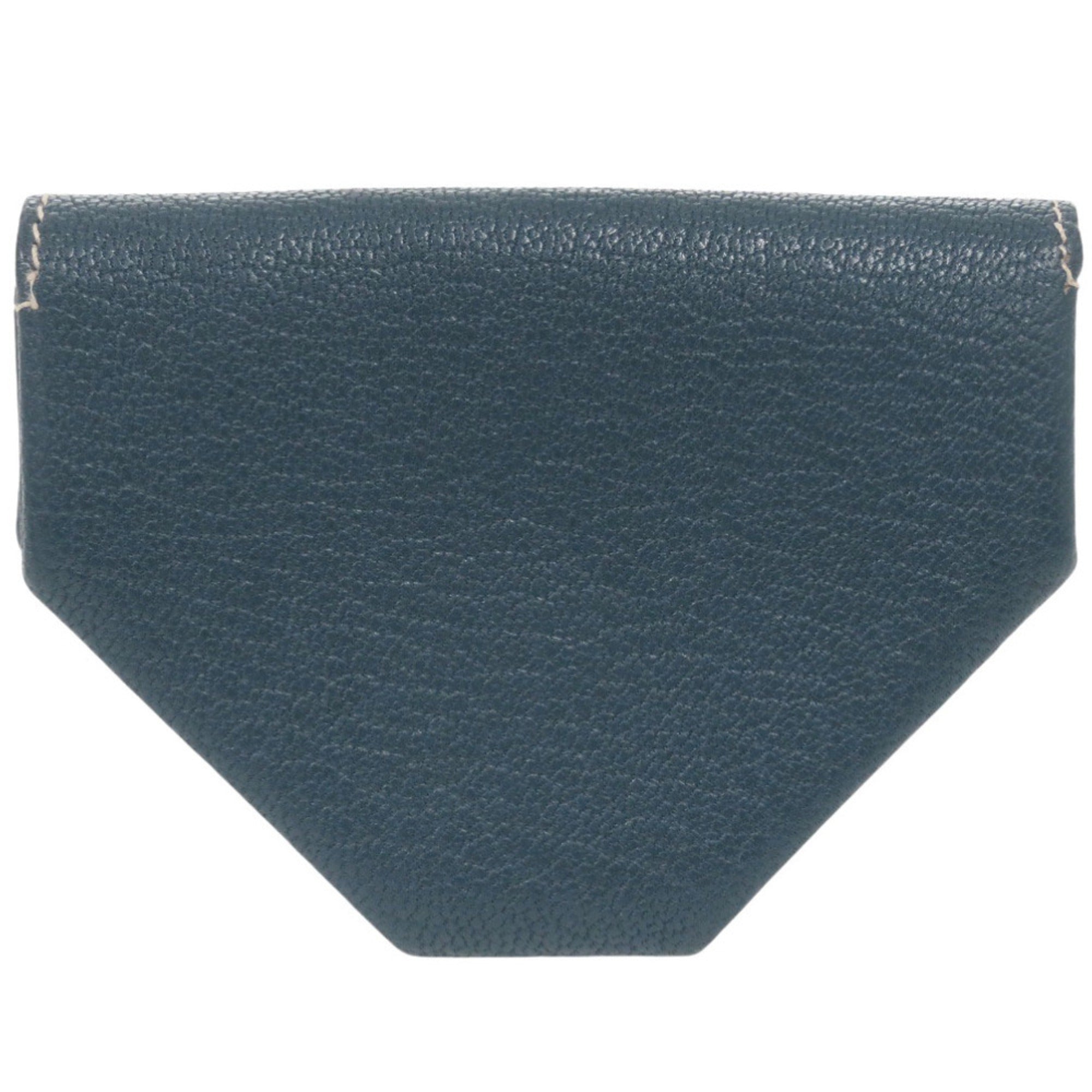 Hermes Blue Chevre Leather Coin Purse/Coin Case (Pre-Owned)