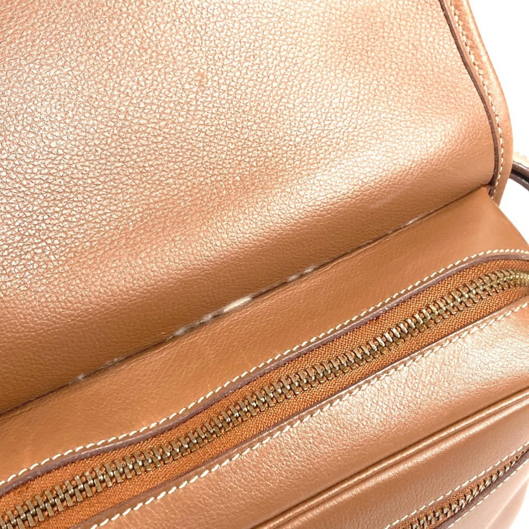 Hermes Brown Leather Handbag Shoulder Bag (Pre-Owned)