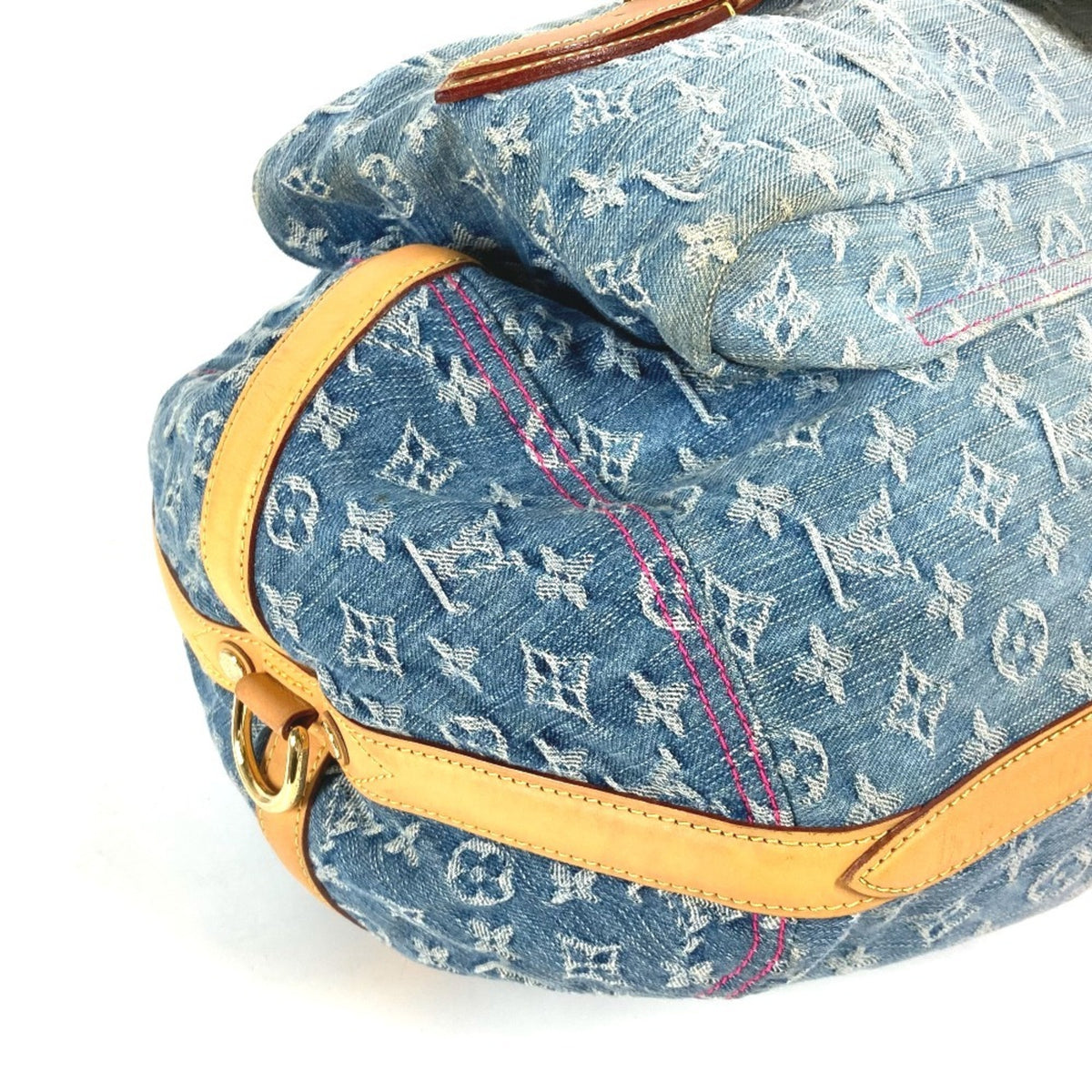 Louis Vuitton Blue Pink Monogram Denim Shoulder Bag Tote Bag (Pre-Owned)