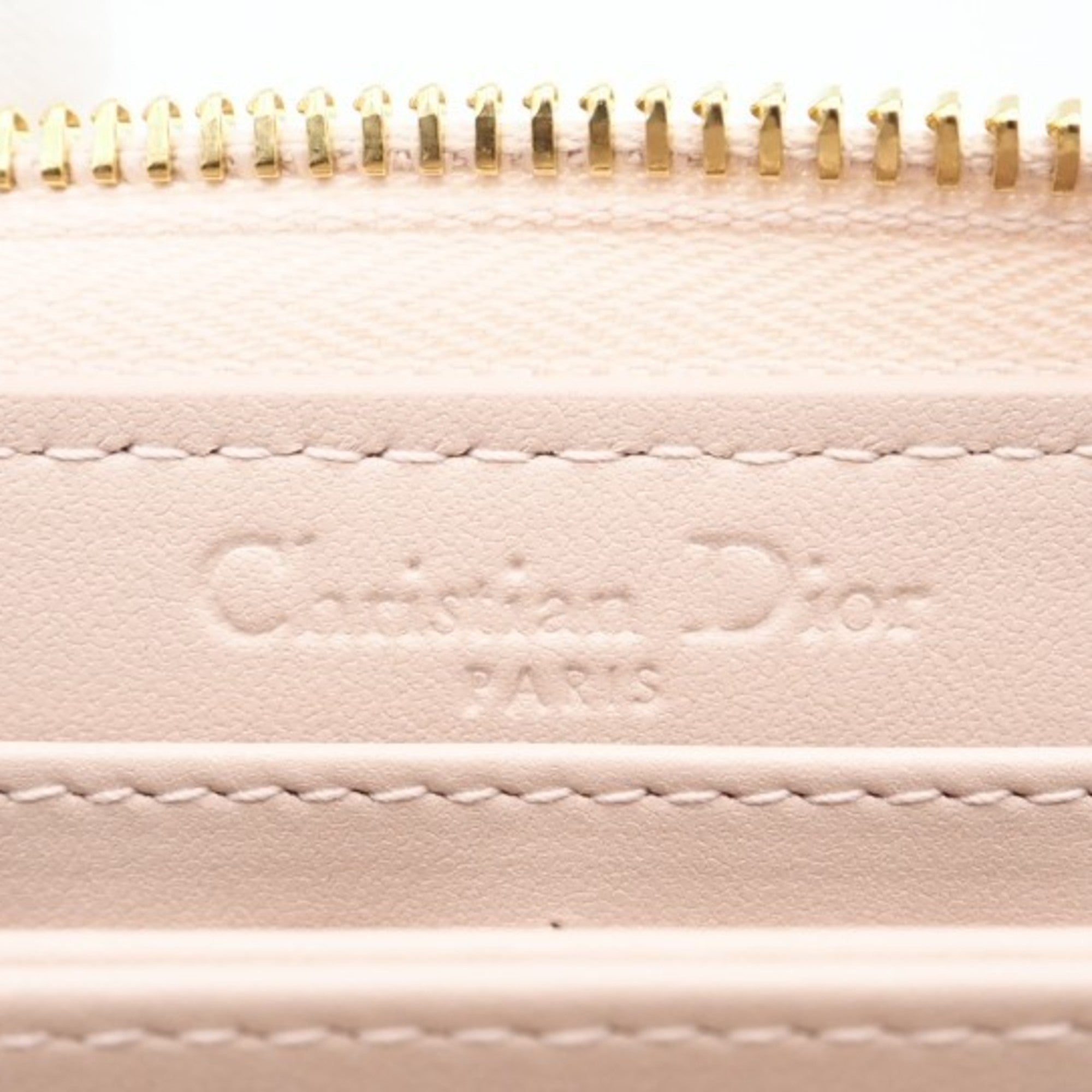 Christian Dior Lady Dior Pink Leather Long Wallet (Bi-Fold) (Pre-Owned)
