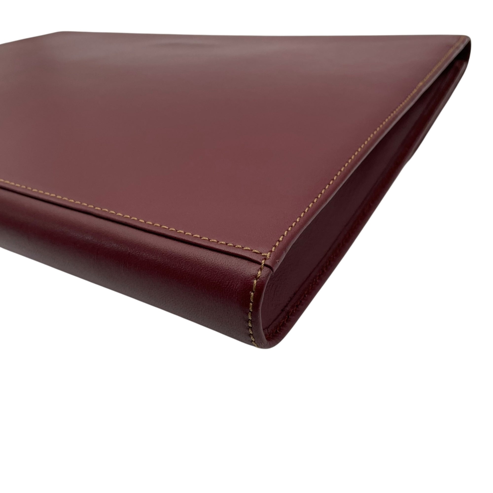 Cartier Bordeaux Leather Clutch Bag Handbag (Pre-Owned)