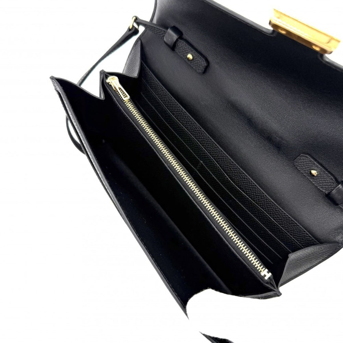 Hermes Black Epsom Leather Chain/Shoulder Wallet (Pre-Owned)