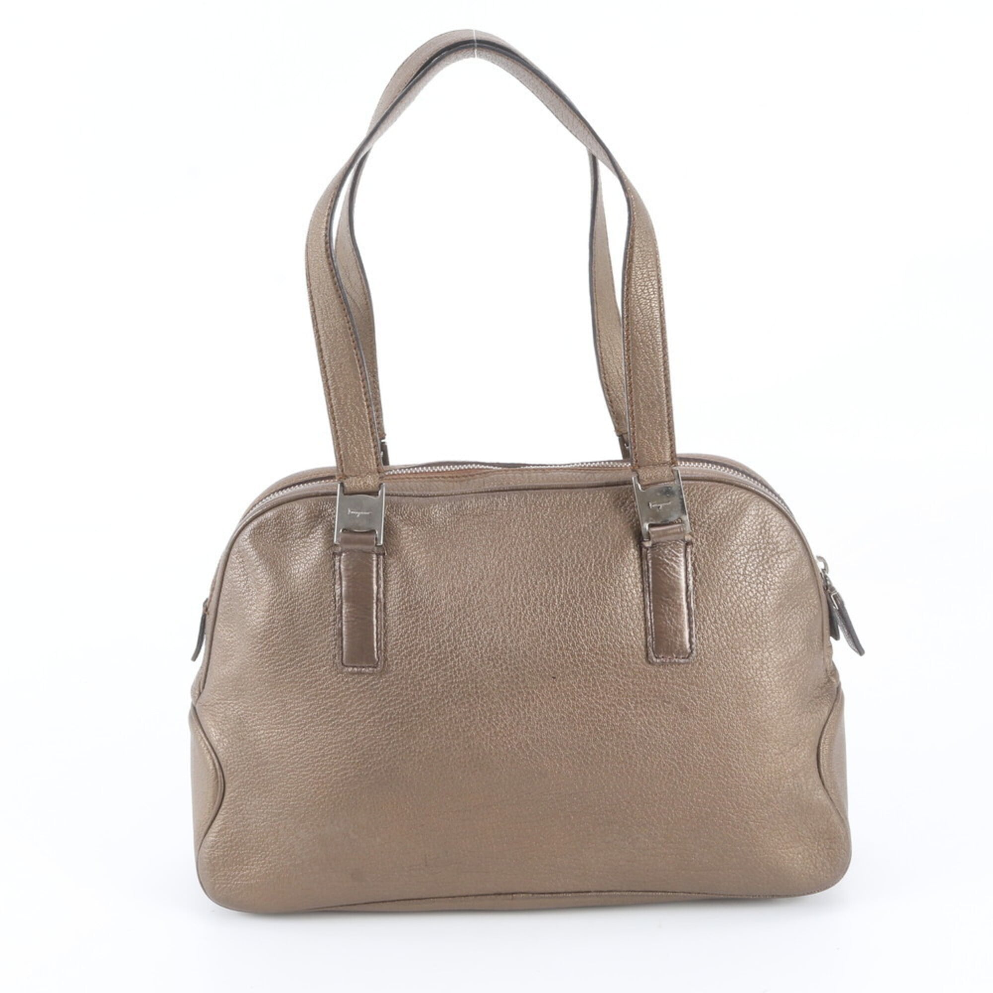 Salvatore Ferragamo Bronze Leather Handbag Shoulder Bag Tote Bag (Pre-Owned)