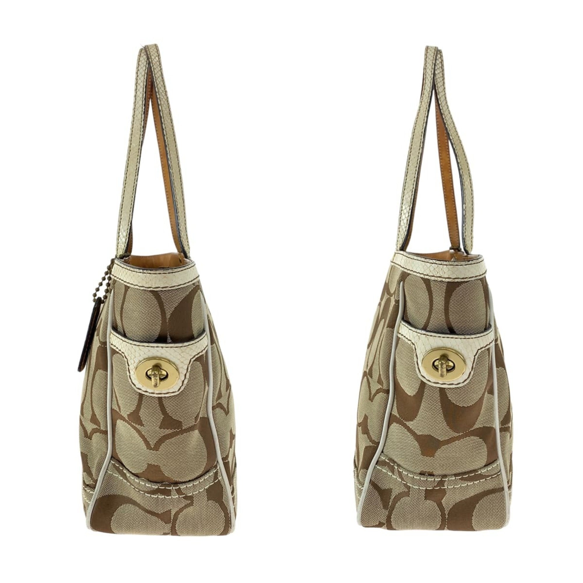 Coach Beige Canvas Handbag Tote Bag (Pre-Owned)