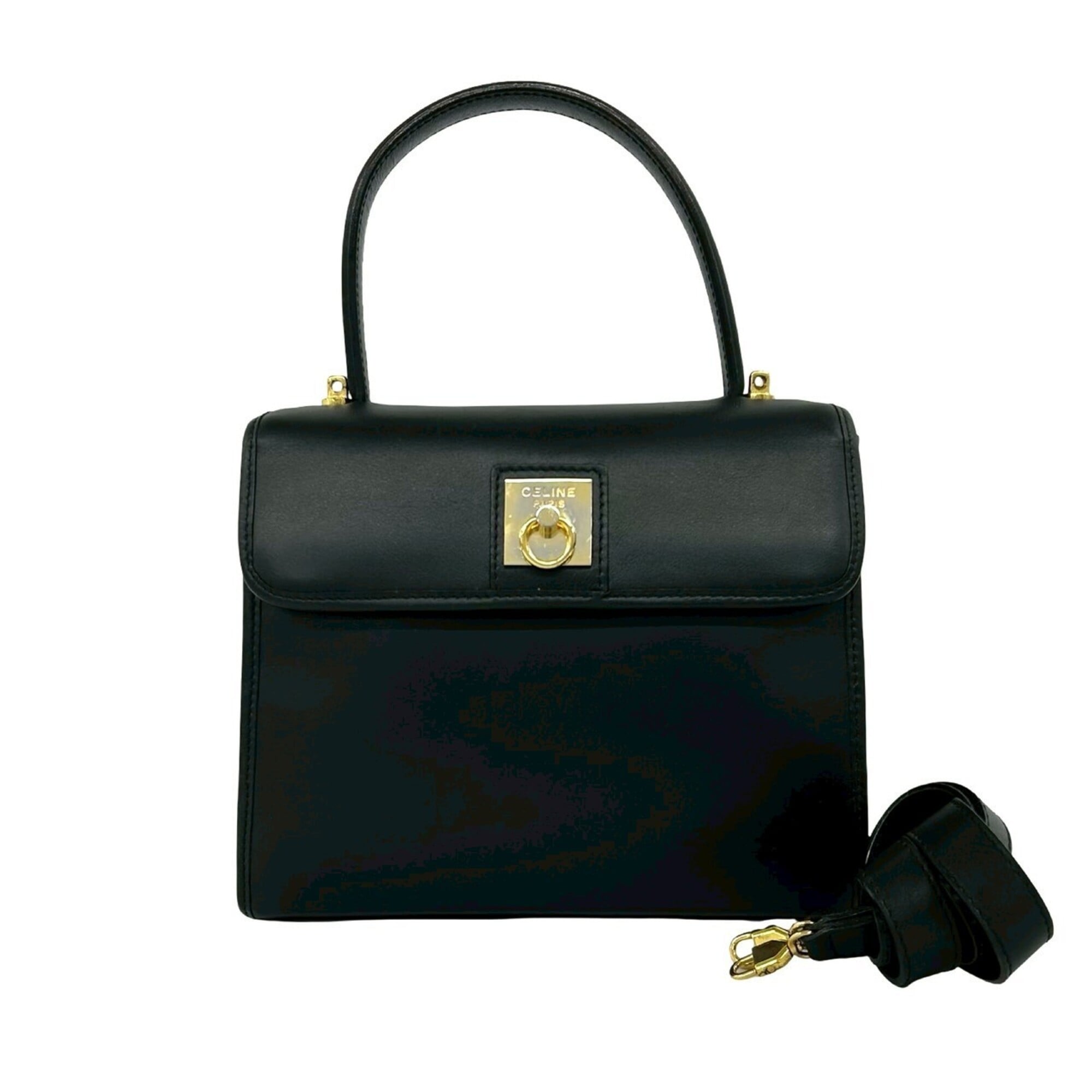 Celine Black Leather Handbag Shoulder Bag (Pre-Owned)