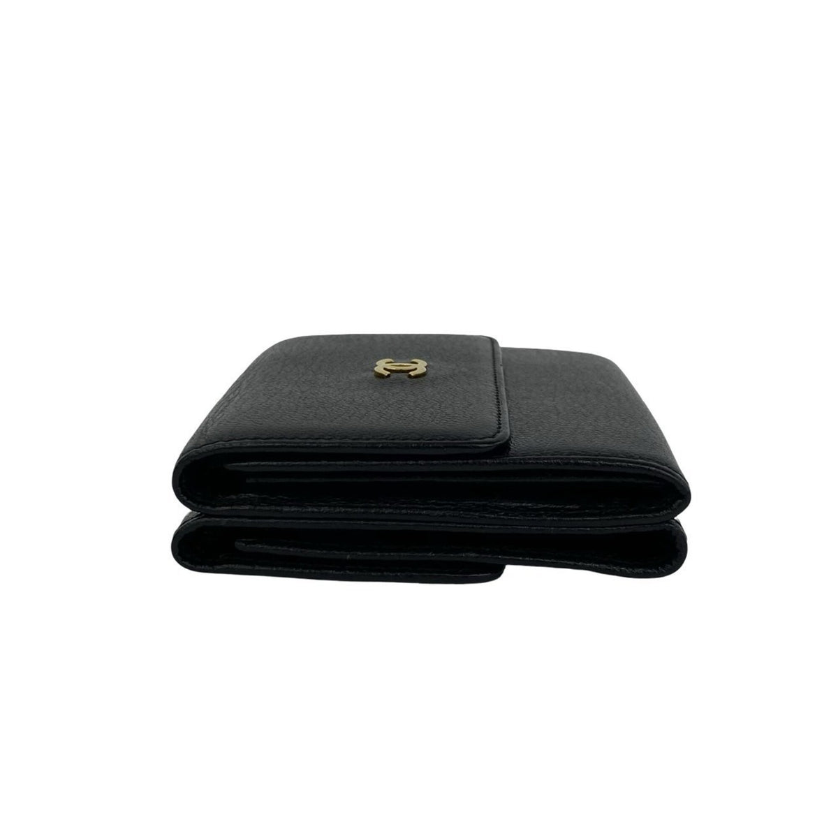 Chanel Black Leather Wallet (Tri-Fold) (Pre-Owned)