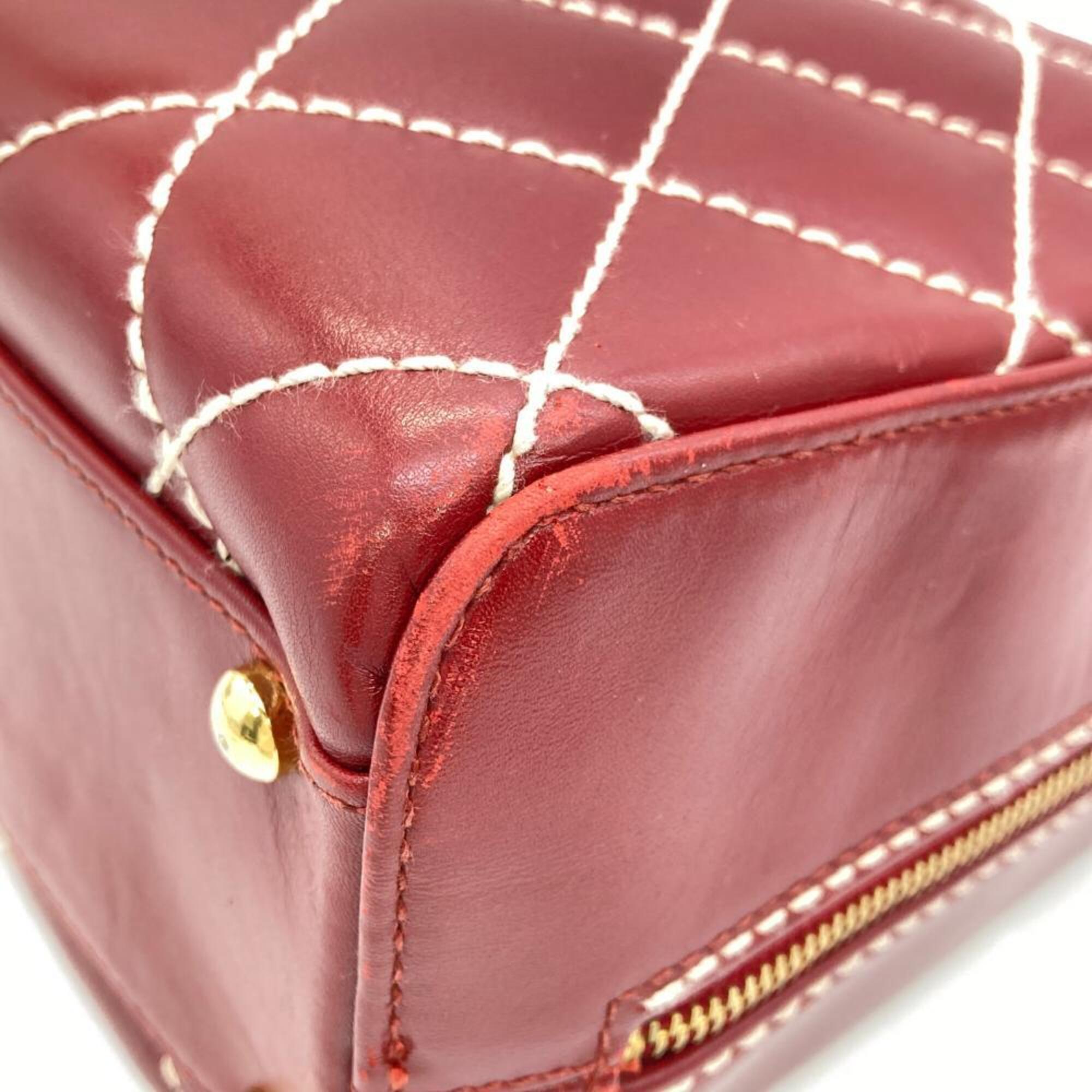 Chanel Bordeaux Red Color Wine Boston Bag Handbag (Pre-Owned)
