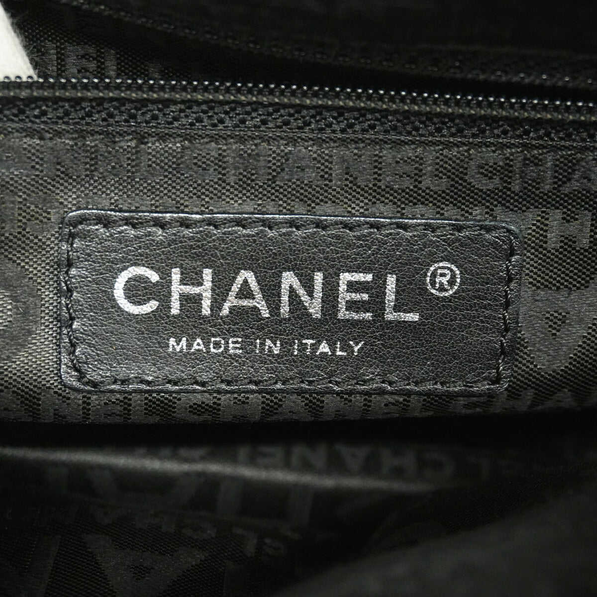 Chanel Beige Black Canvas Shoulder Bag (Pre-Owned)