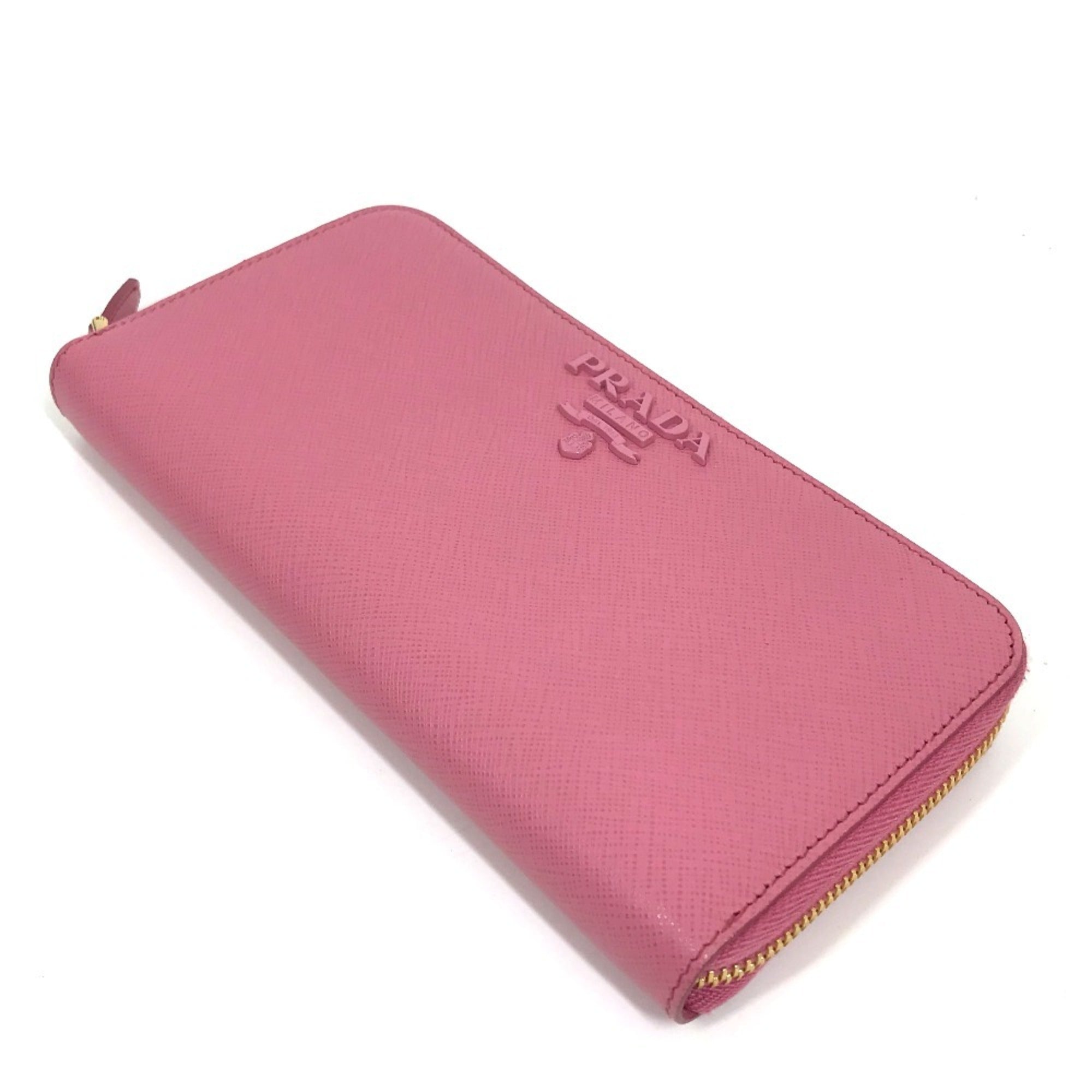 Prada Saffiano Begonia Pink Leather Long Wallet (Bi-Fold) (Pre-Owned)