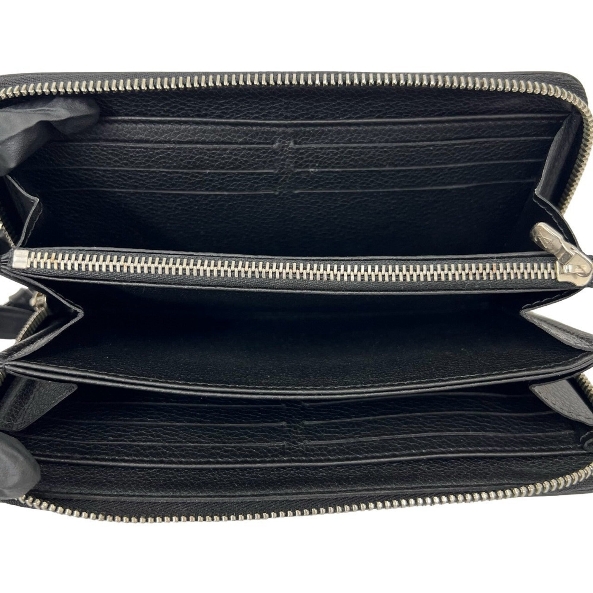 Louis Vuitton Black Leather Long Wallet (Bi-Fold) (Pre-Owned)