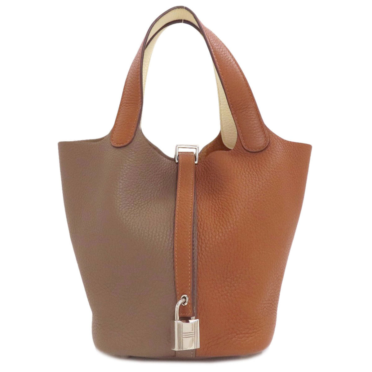 Hermes Picotin Cream Gold Grayish Taurillon Clemence Leather Handbag (Pre-Owned)