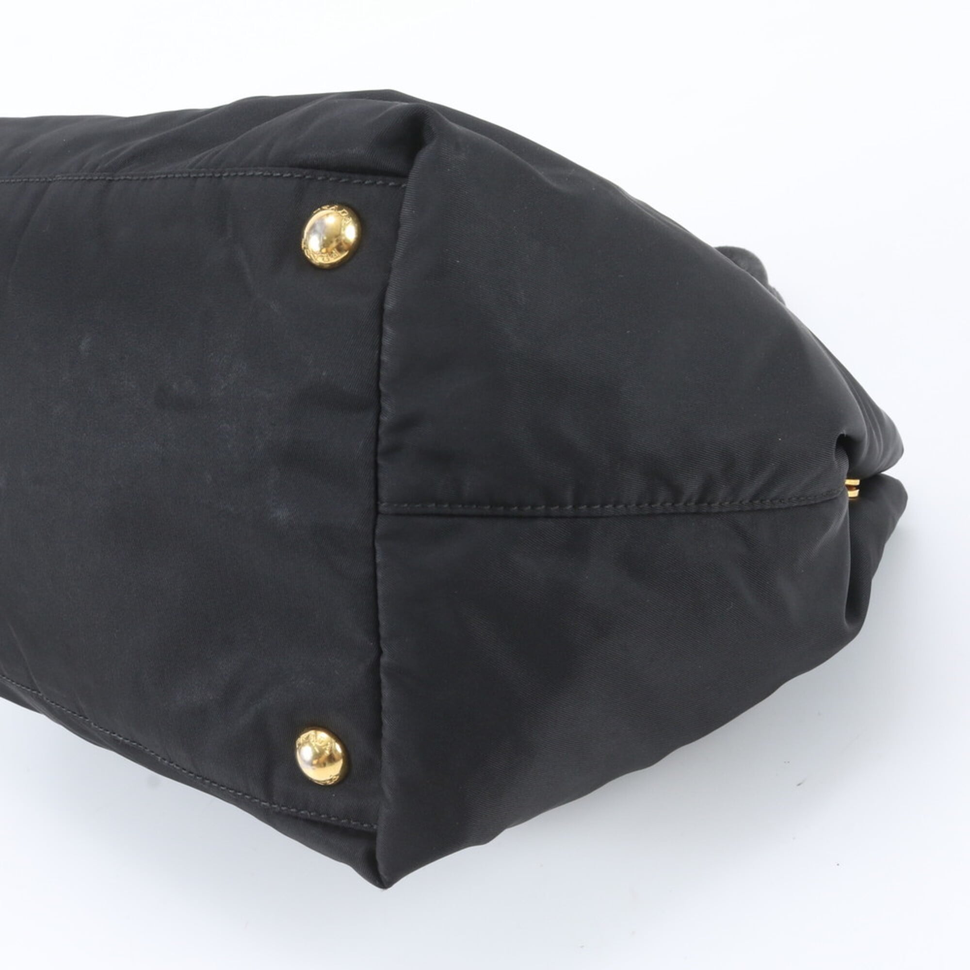 Prada Black Nylon Leather Handbag Tote Bag (Pre-Owned)