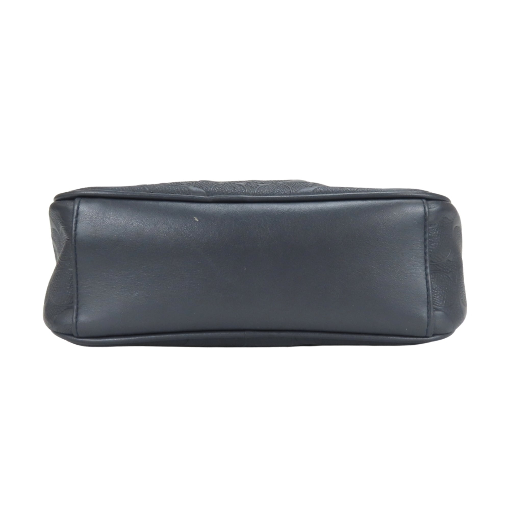 Coach Signature Black Gray Navy Leather Shoulder Bag (Pre-Owned)