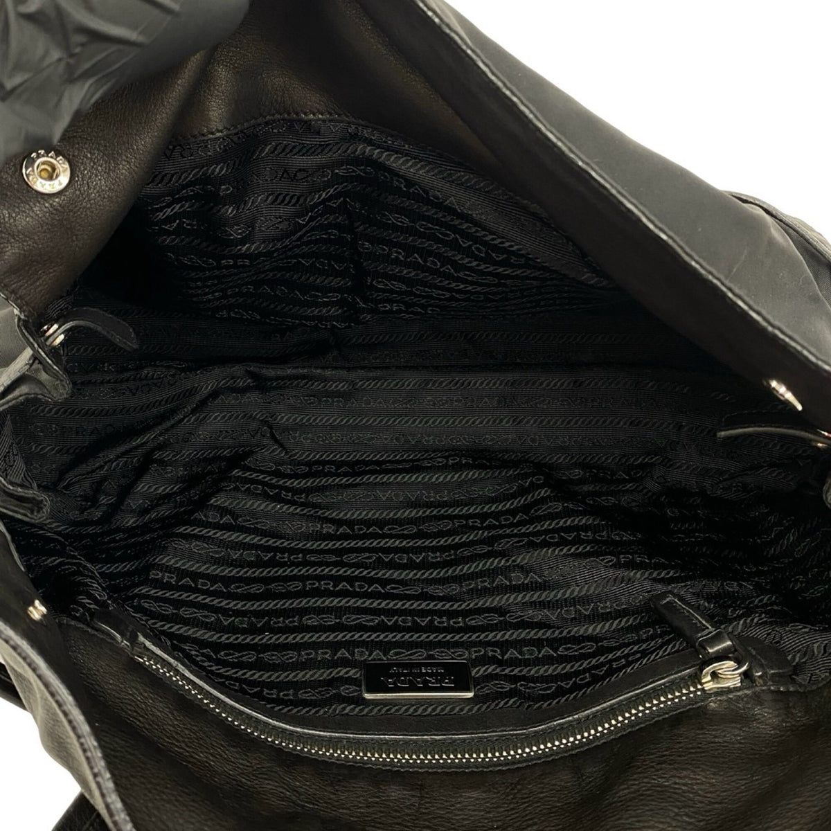 Prada Black Nylon Leather Shoulder Bag Tote Bag (Pre-Owned)