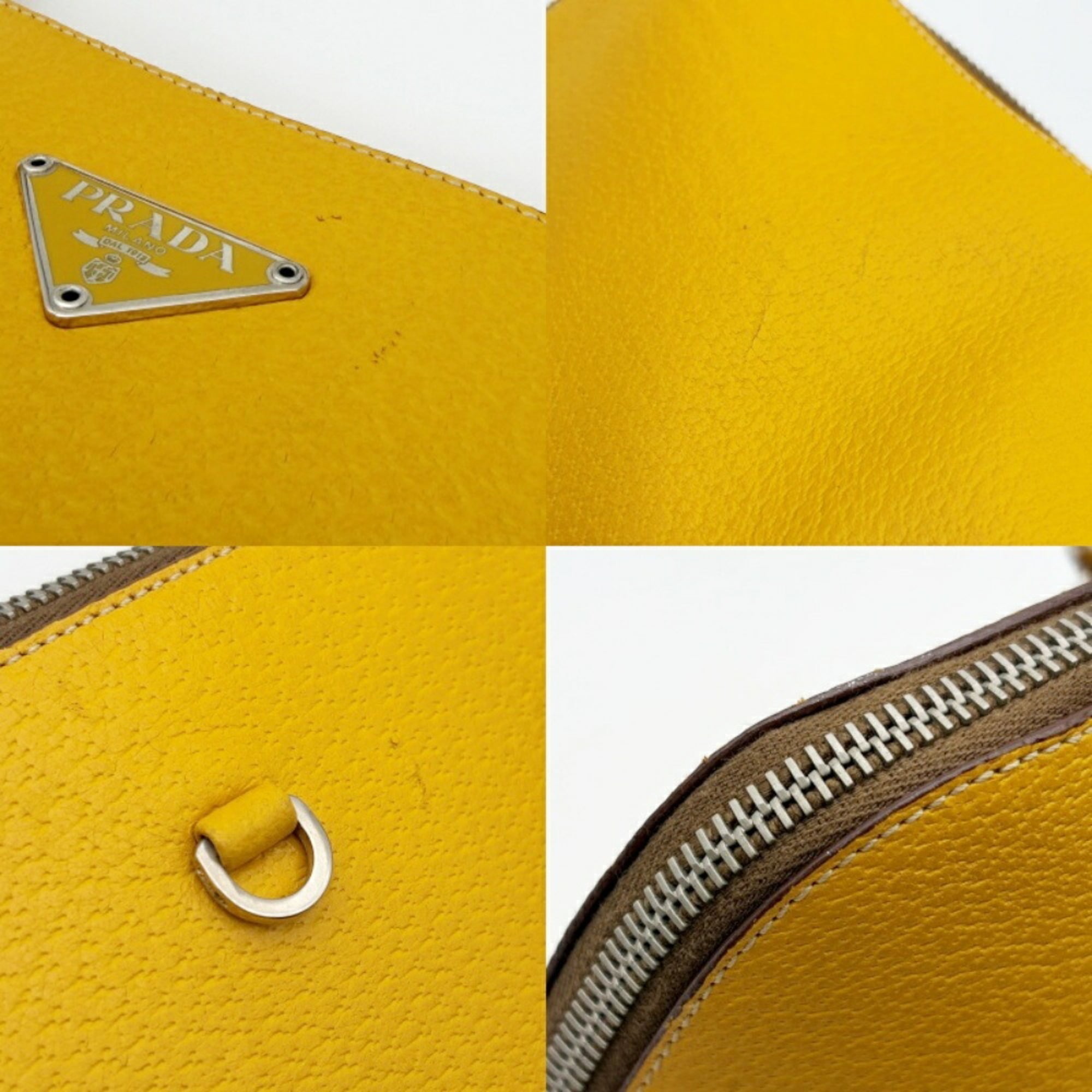 Prada Yellow Leather Tote Bag (Pre-Owned)