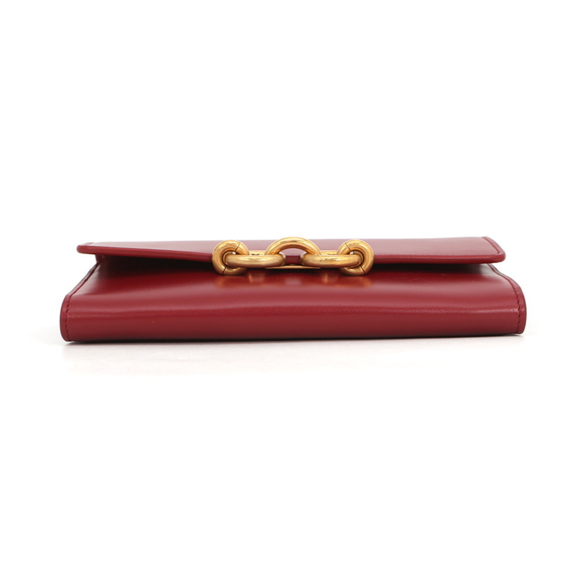 Yves Saint Laurent Red Color Leather Chain/Shoulder Wallet (Pre-Owned)