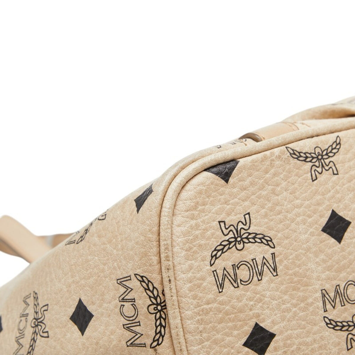 Mcm Visetos Beige Leather Handbag Shoulder Bag (Pre-Owned)