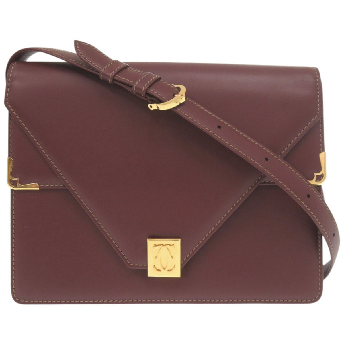 Cartier Bordeaux Leather Shoulder Bag (Pre-Owned)