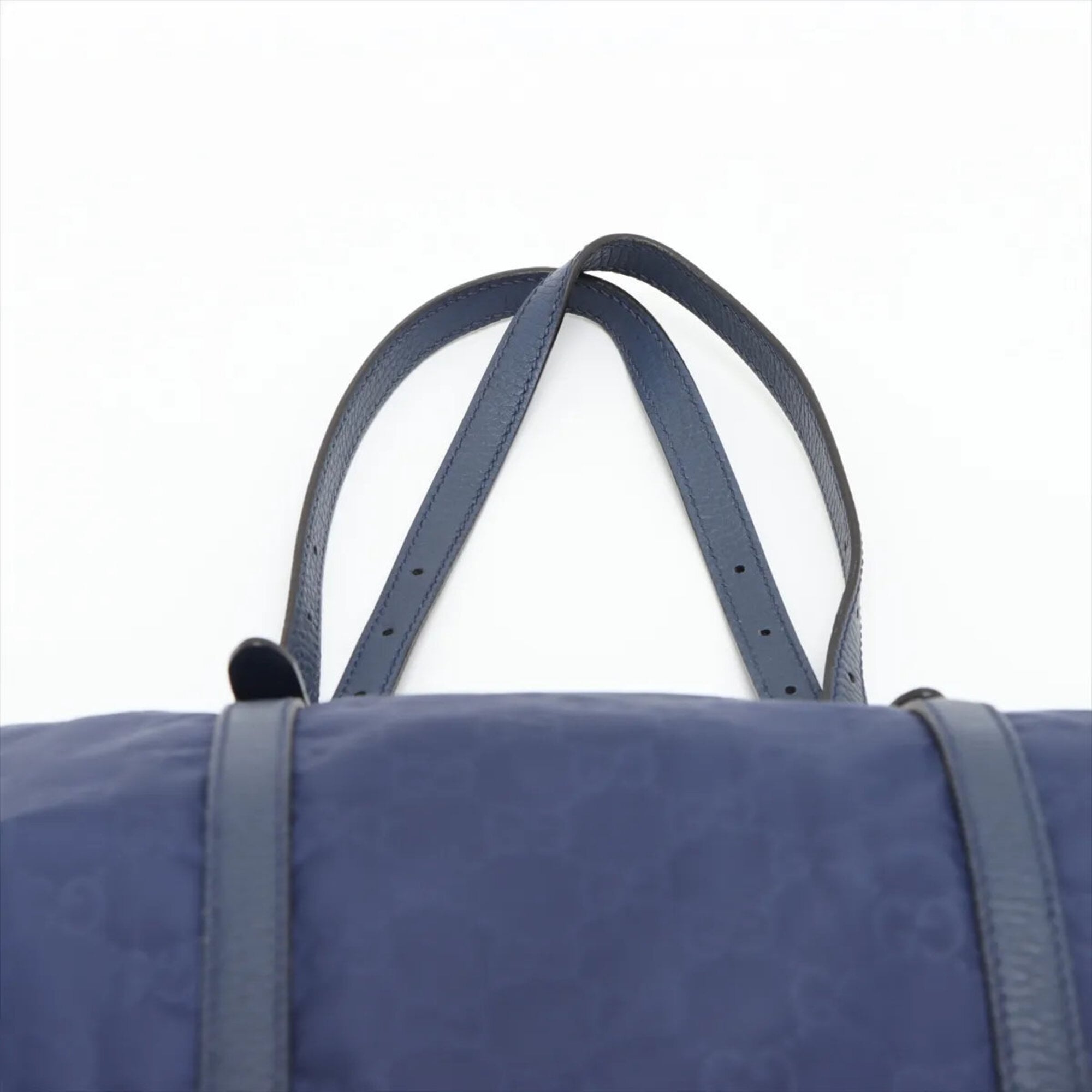 Gucci Blue Nylon Leather Handbag Shoulder Bag Tote Bag (Pre-Owned)