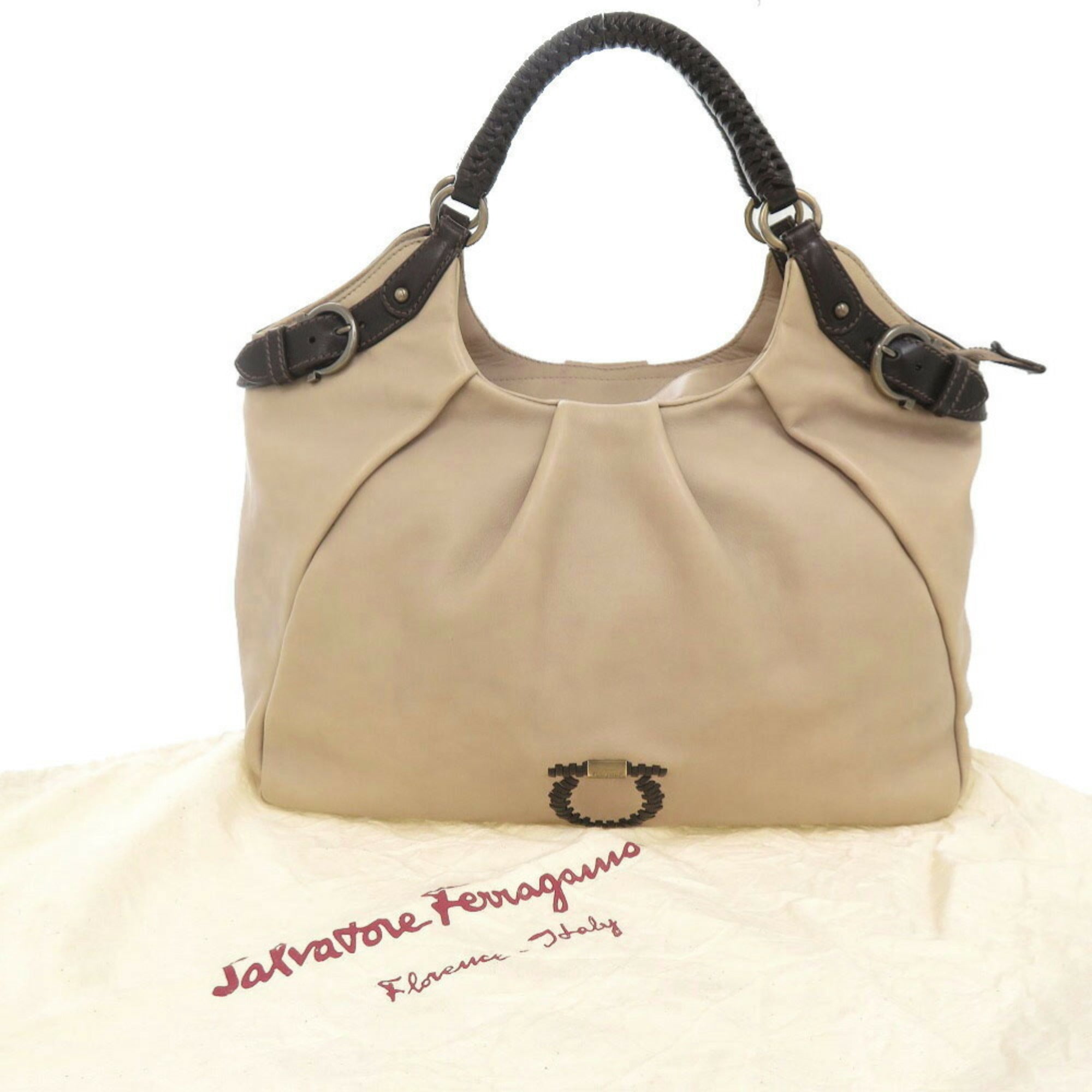 Salvatore Ferragamo Beige Leather Handbag (Pre-Owned)