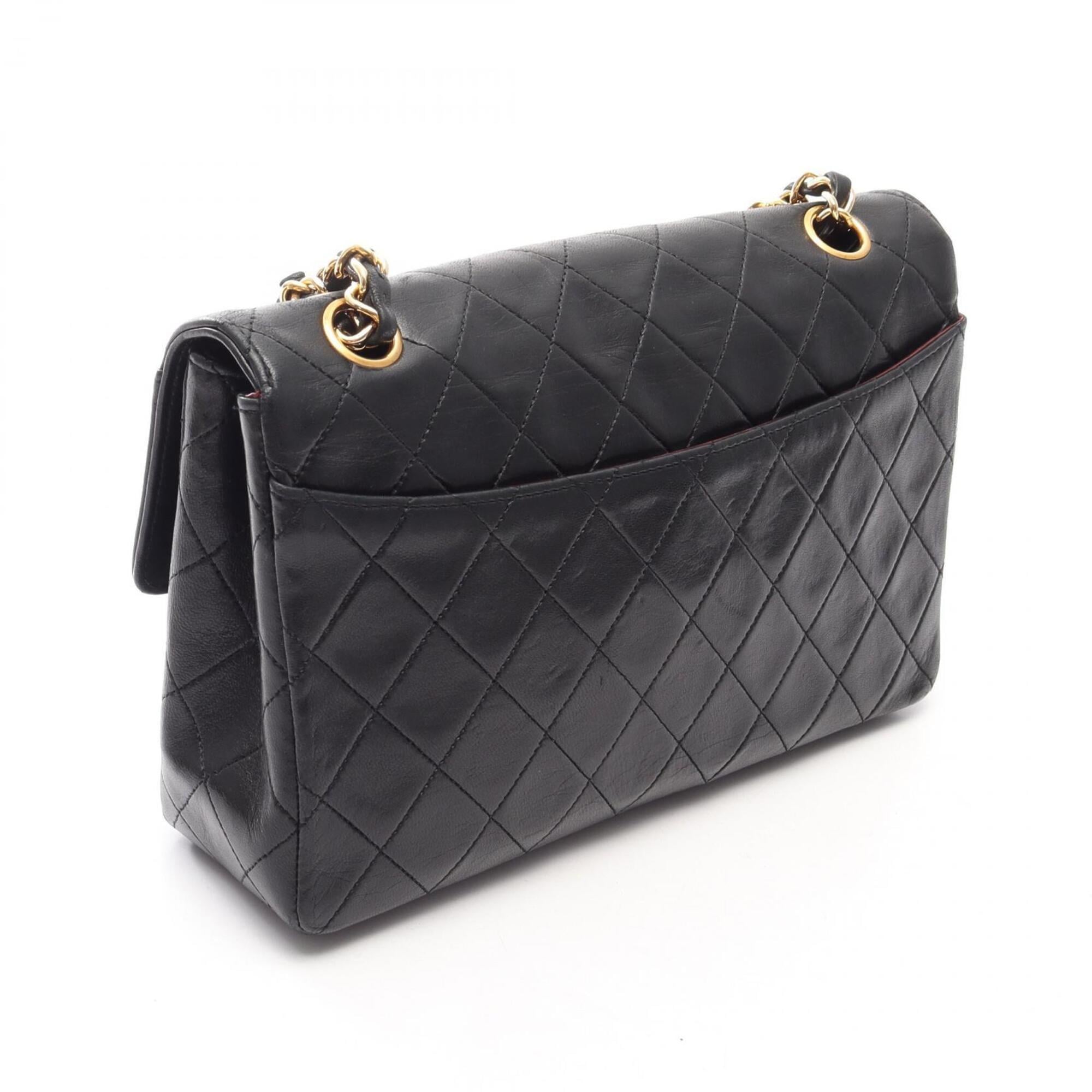 Chanel Black Leather Handbag Shoulder Bag (Pre-Owned)