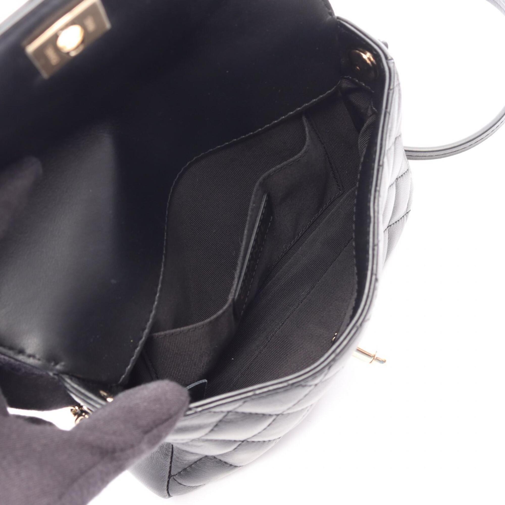 Chanel Matelasse Black Leather Handbag Shoulder Bag (Pre-Owned)