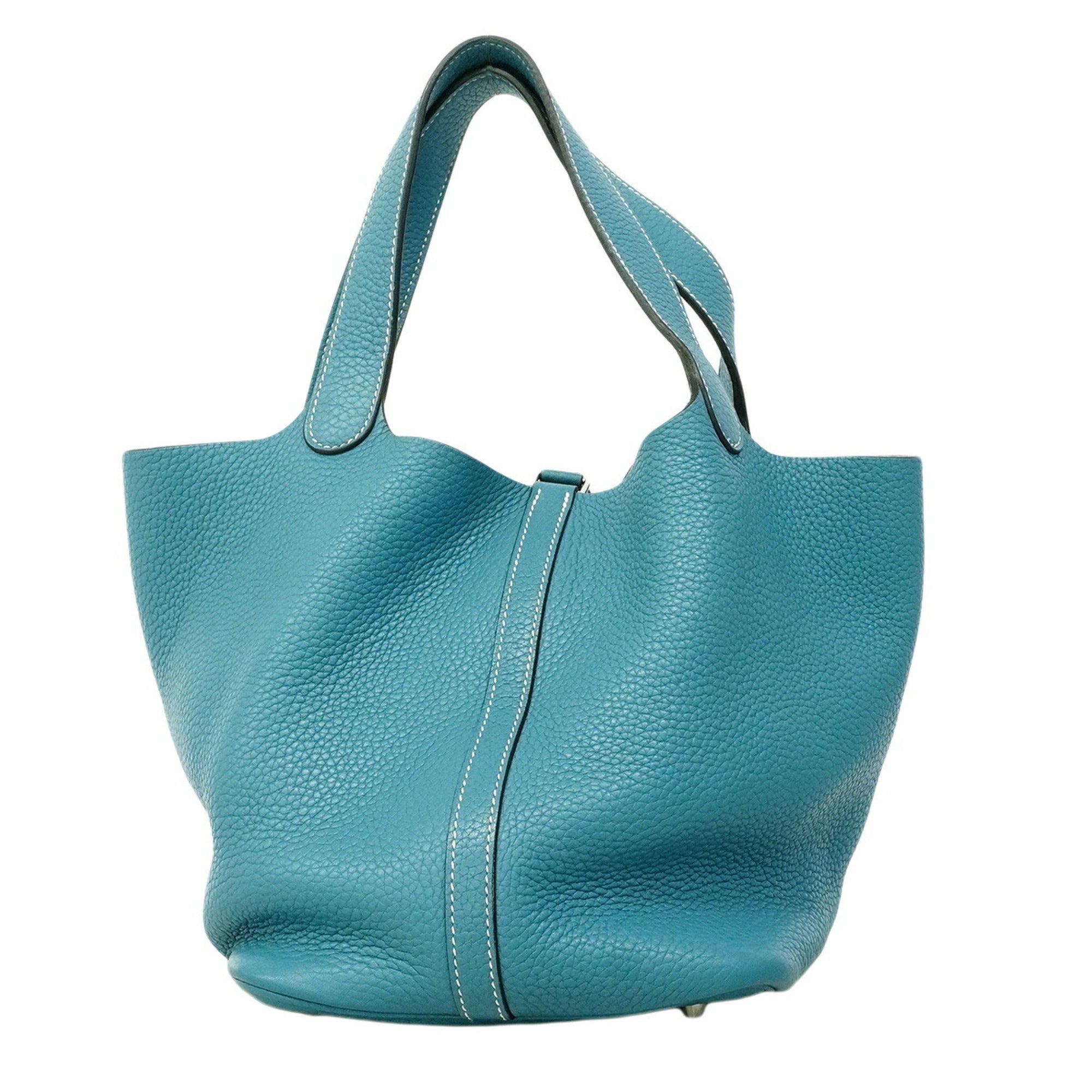 Hermes Blue Jean Taurillon Clemence Leather Handbag (Pre-Owned)