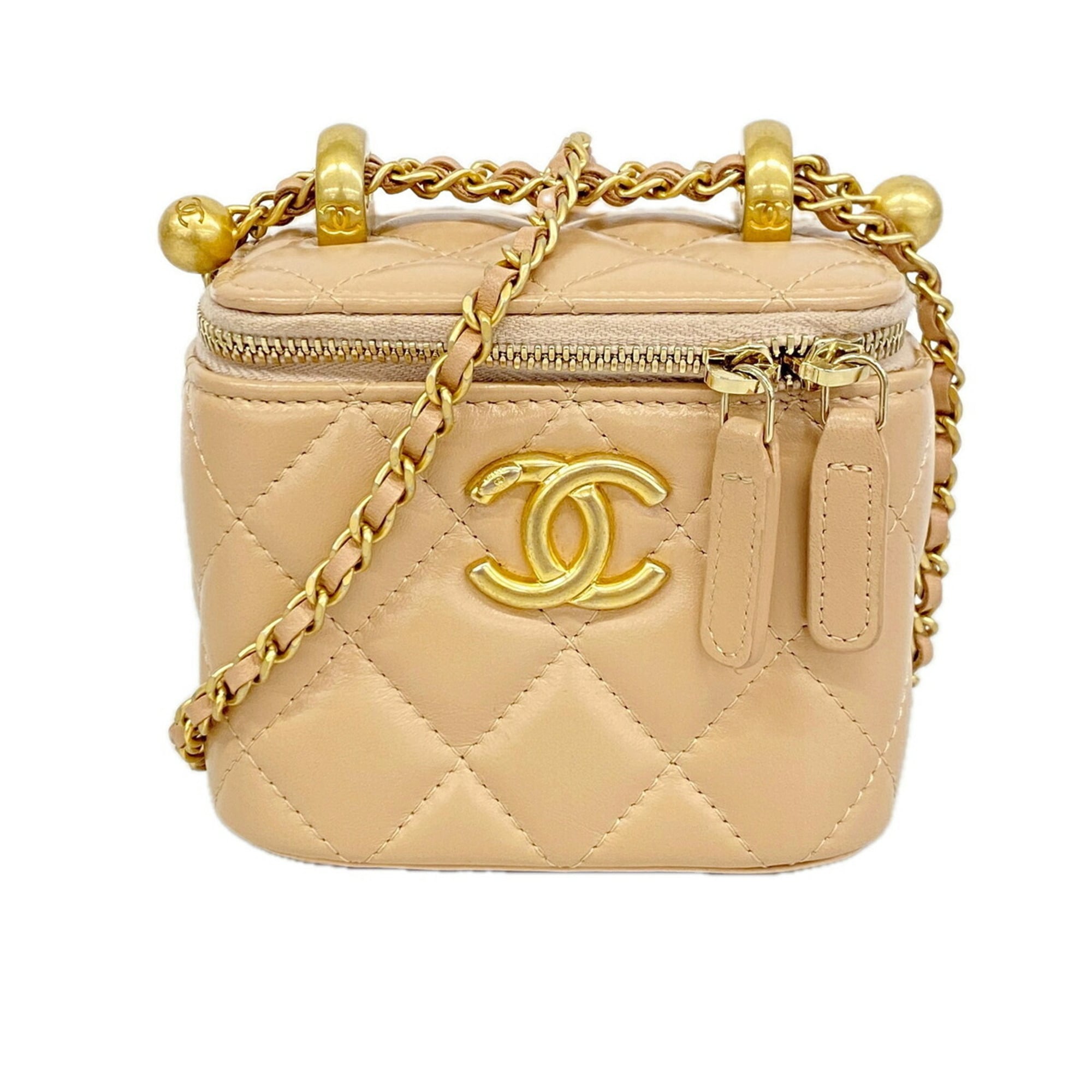 Chanel Pink Beige Leather Vanity Bag (Pre-Owned)