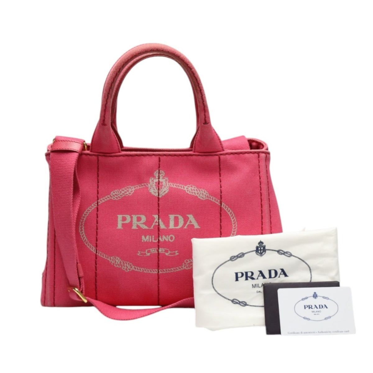 Prada Pink Canvas Tote Bag (Pre-Owned)
