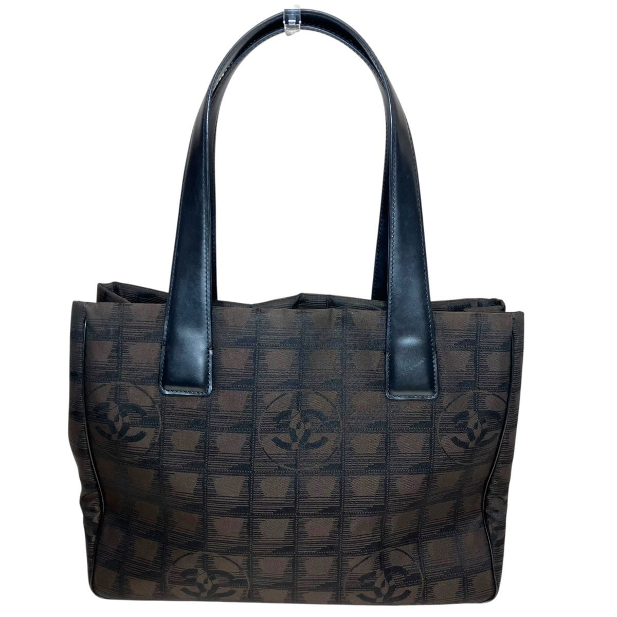 Chanel New Travel Line Brown Canvas Leather Tote Bag (Pre-Owned)