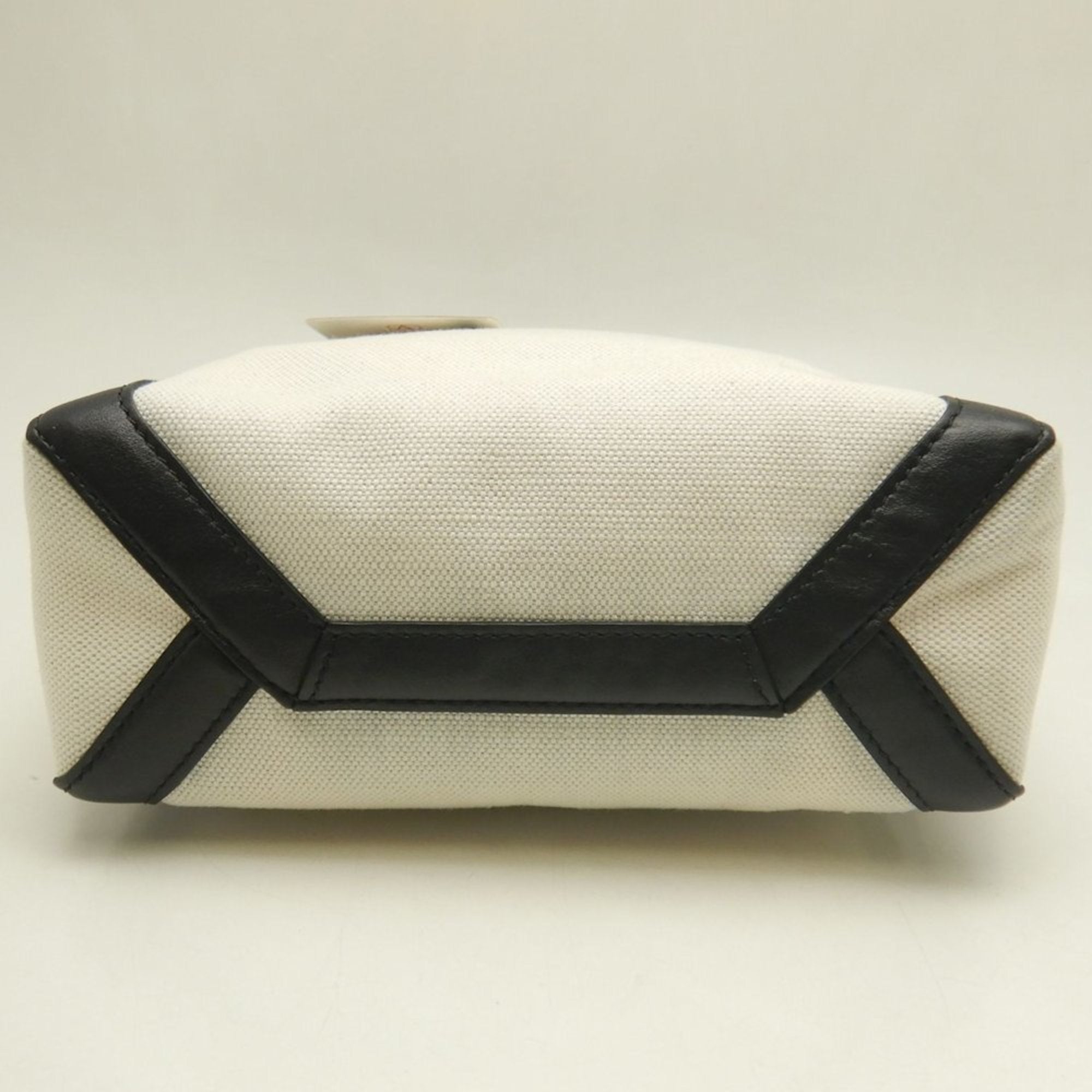 Valentino Garavani Black White Canvas Leather Tote Bag (Pre-Owned)