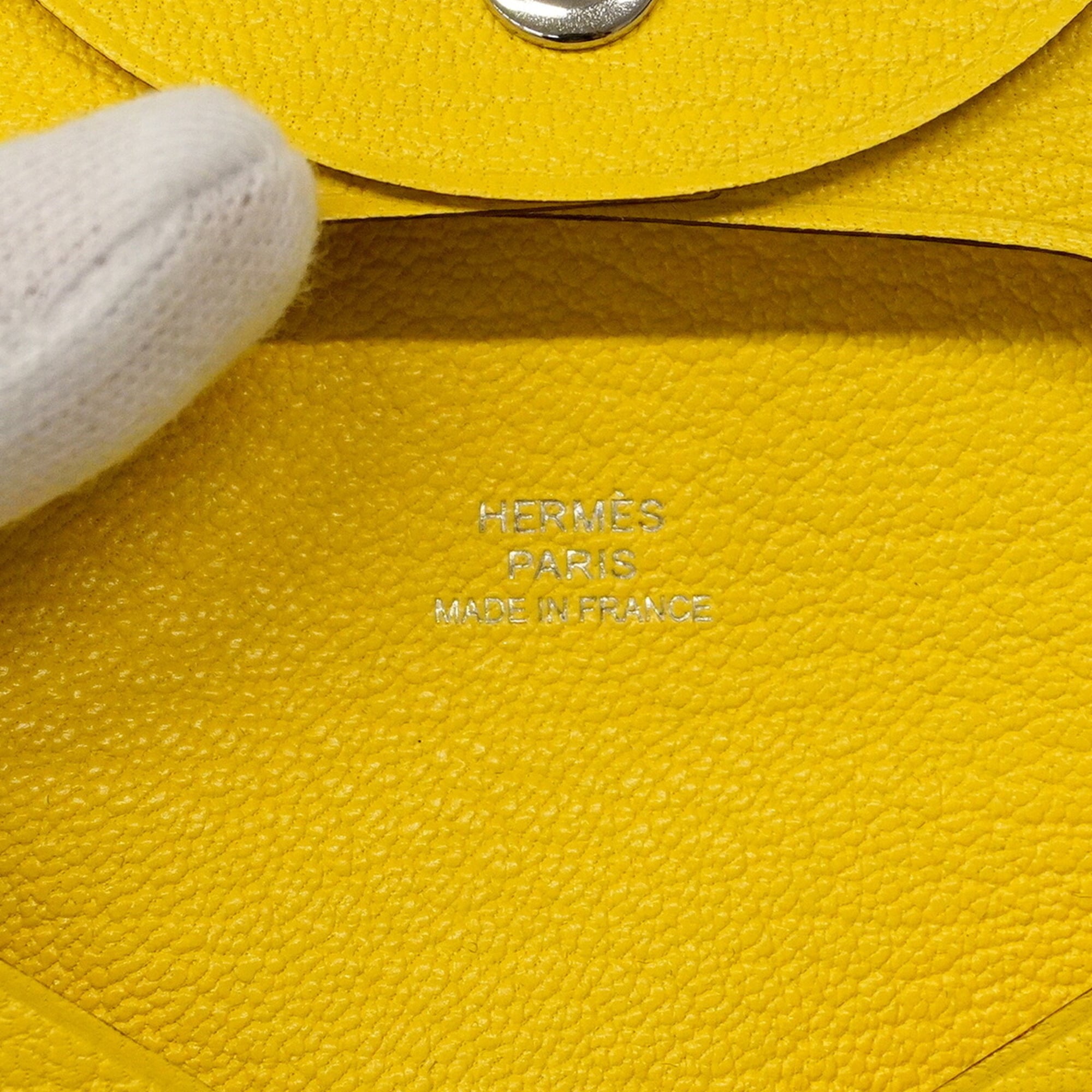 Hermes Yellow Chevre Myzore Leather Coin Purse/Coin Case (Pre-Owned)