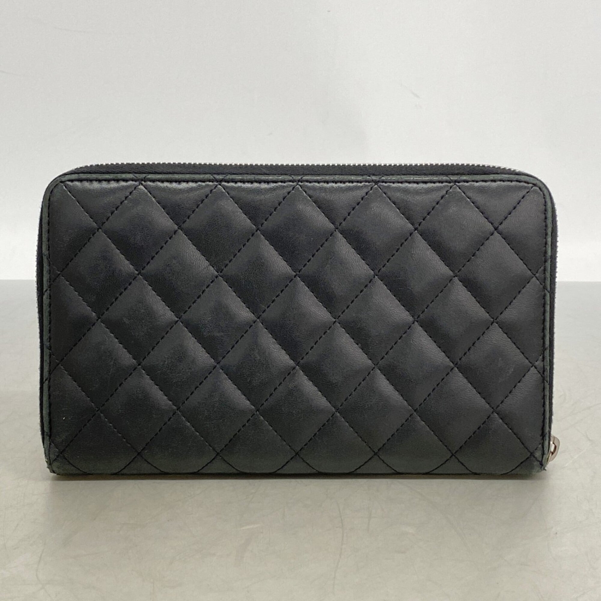 Chanel Black Leather Long Wallet (Bi-Fold) (Pre-Owned)
