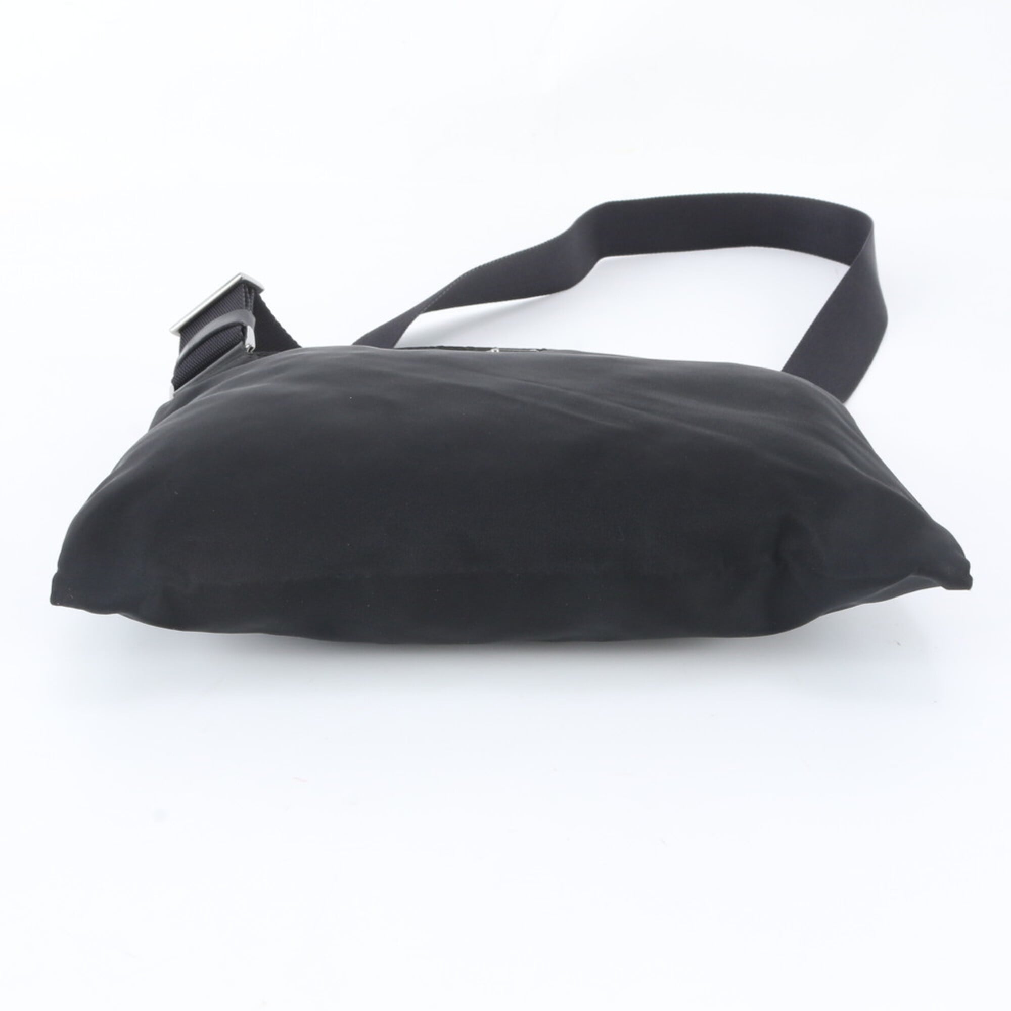 Prada Black Nylon Leather Messenger Bag Shoulder Bag (Pre-Owned)