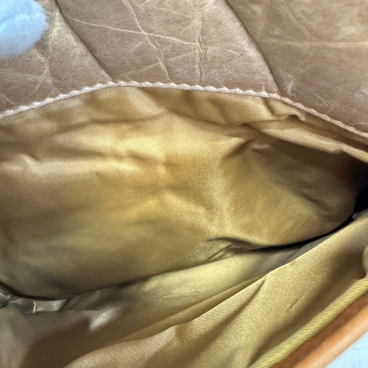Hunting World Beige Beige Brown Leather Nylon Shoulder Bag (Pre-Owned)