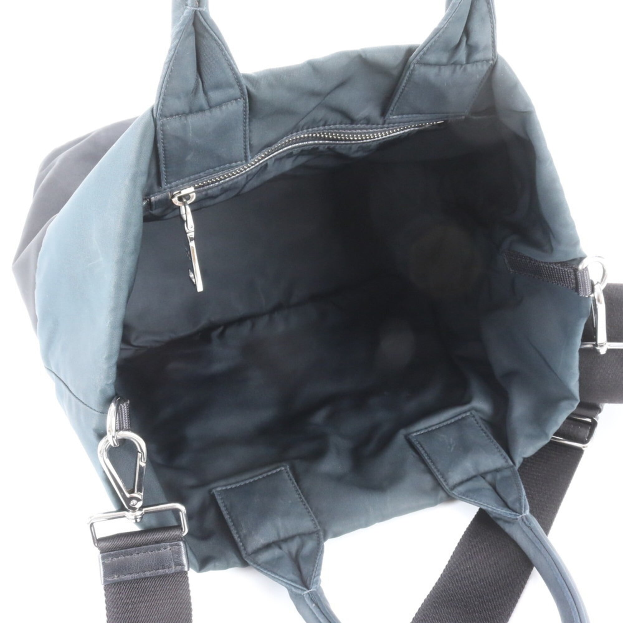 Prada Black Navy Leather Nylon Shoulder Bag (Pre-Owned)
