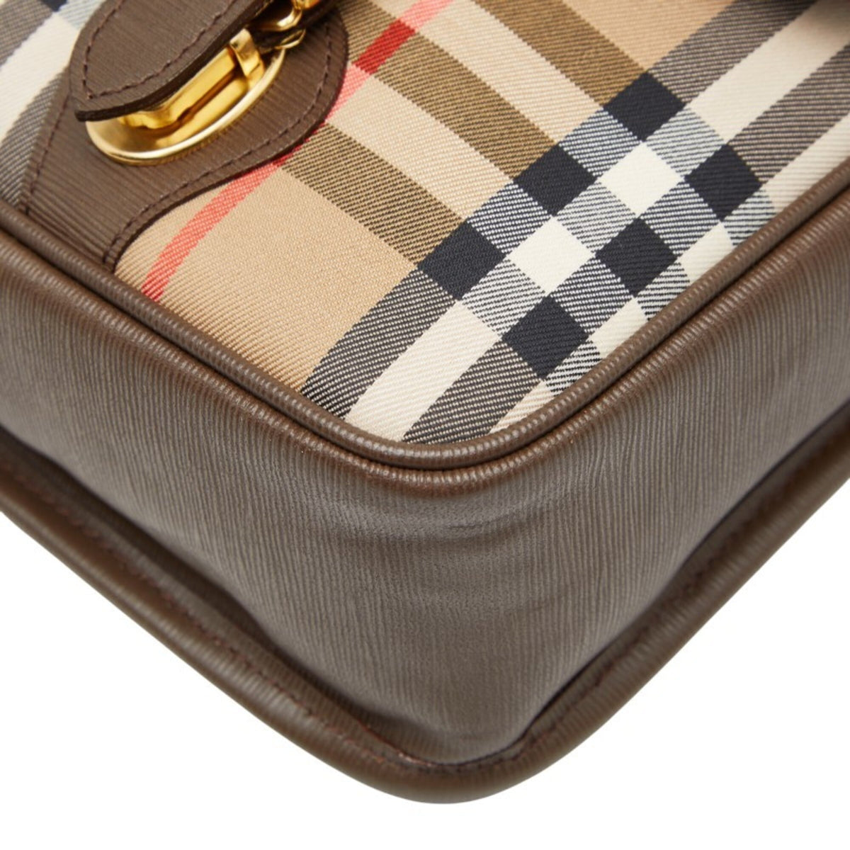 Burberry Beige Brown Canvas Leather Shoulder Bag (Pre-Owned)