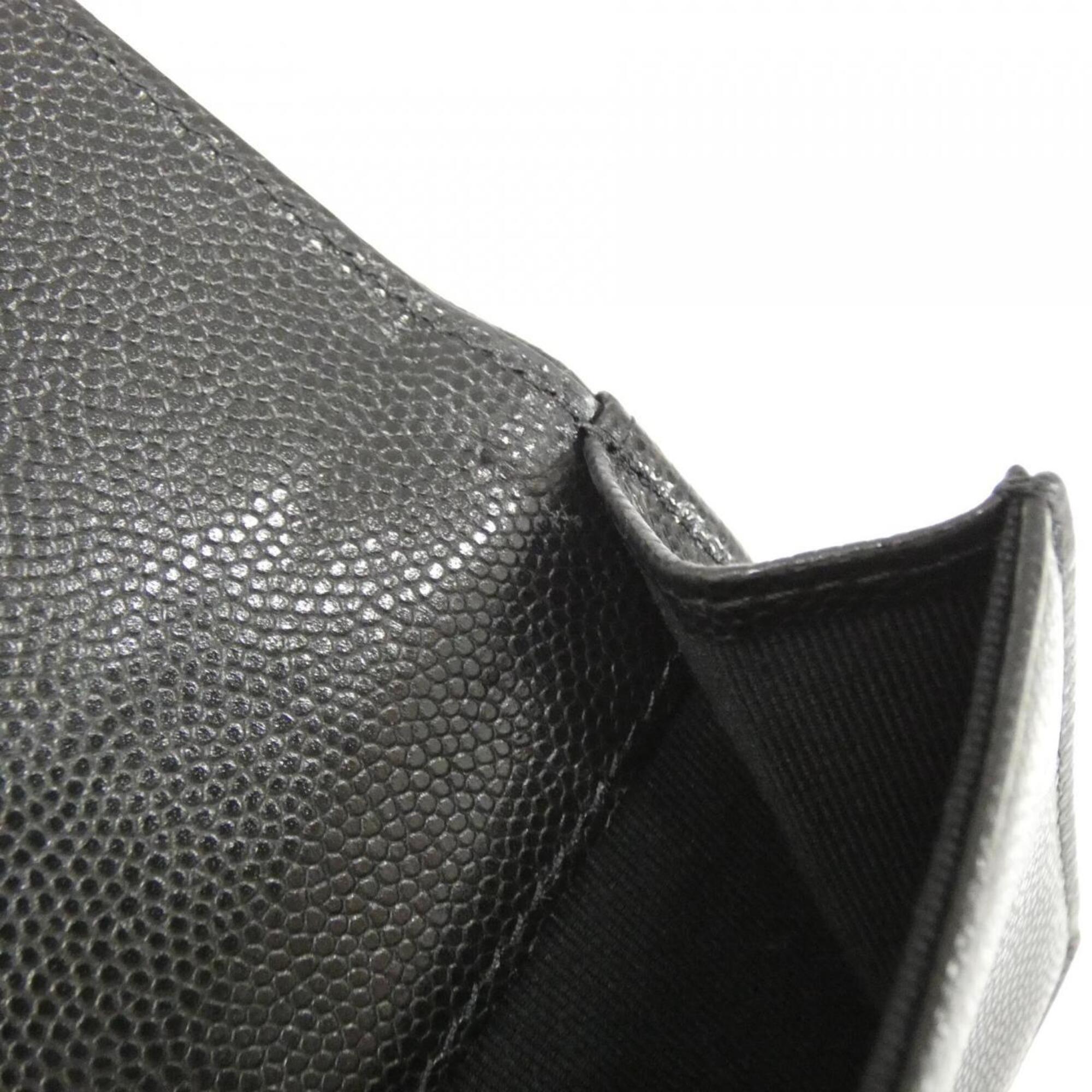 Chanel Black Grained Calfskin Wallet (Tri-Fold) (Pre-Owned)